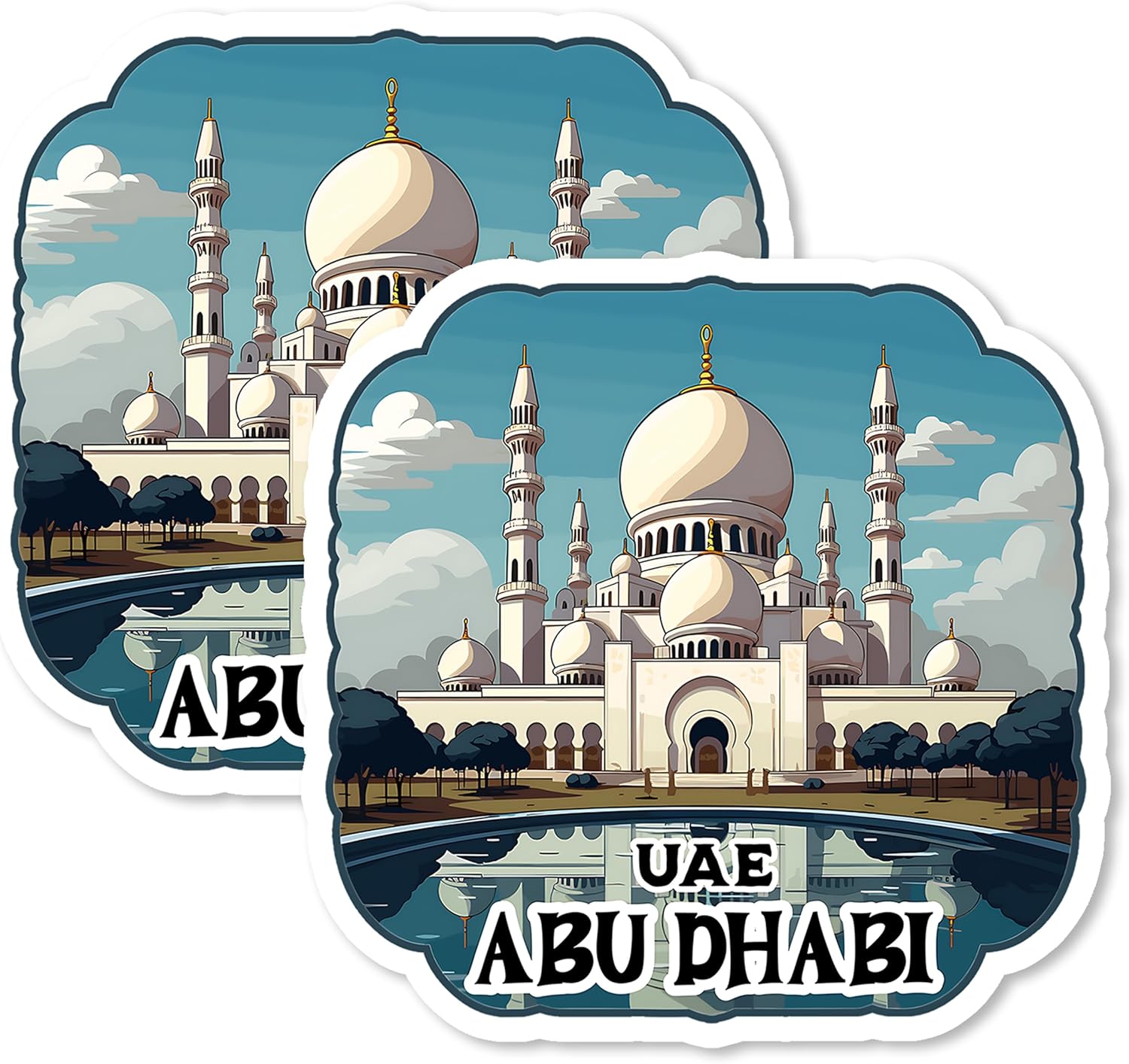 Abu Dhabi UAE Magnet 4 Inch 2-Pack City Middle East – Strong Vinyl Decorative Travel Magnets for Fridge Locker Kitchen Office – Cute Fun Aesthetic Cool Durable & Long-Lasting Souvenir ID44999