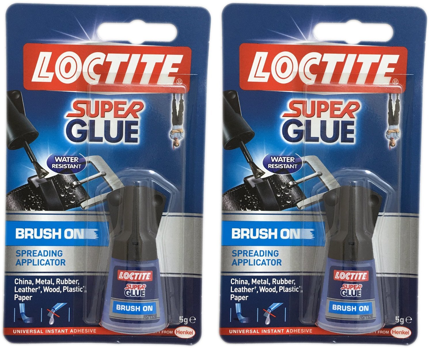 2 x Loctite Instant Super Glue Adhesive Easy Brush On Spreading Applicator 5g