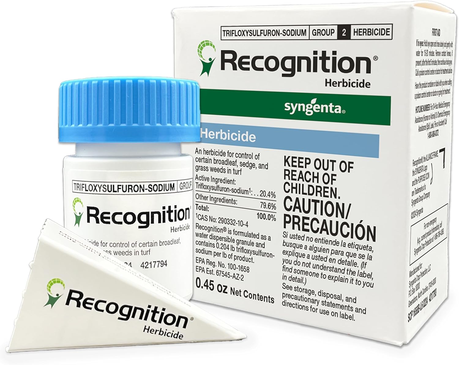 Syngenta Recognition Herbicide. (0.45 oz) Water Dispersible Granule Weed Killer - Post Emergent Weed Control for lawns, Weed Stop for lawns
