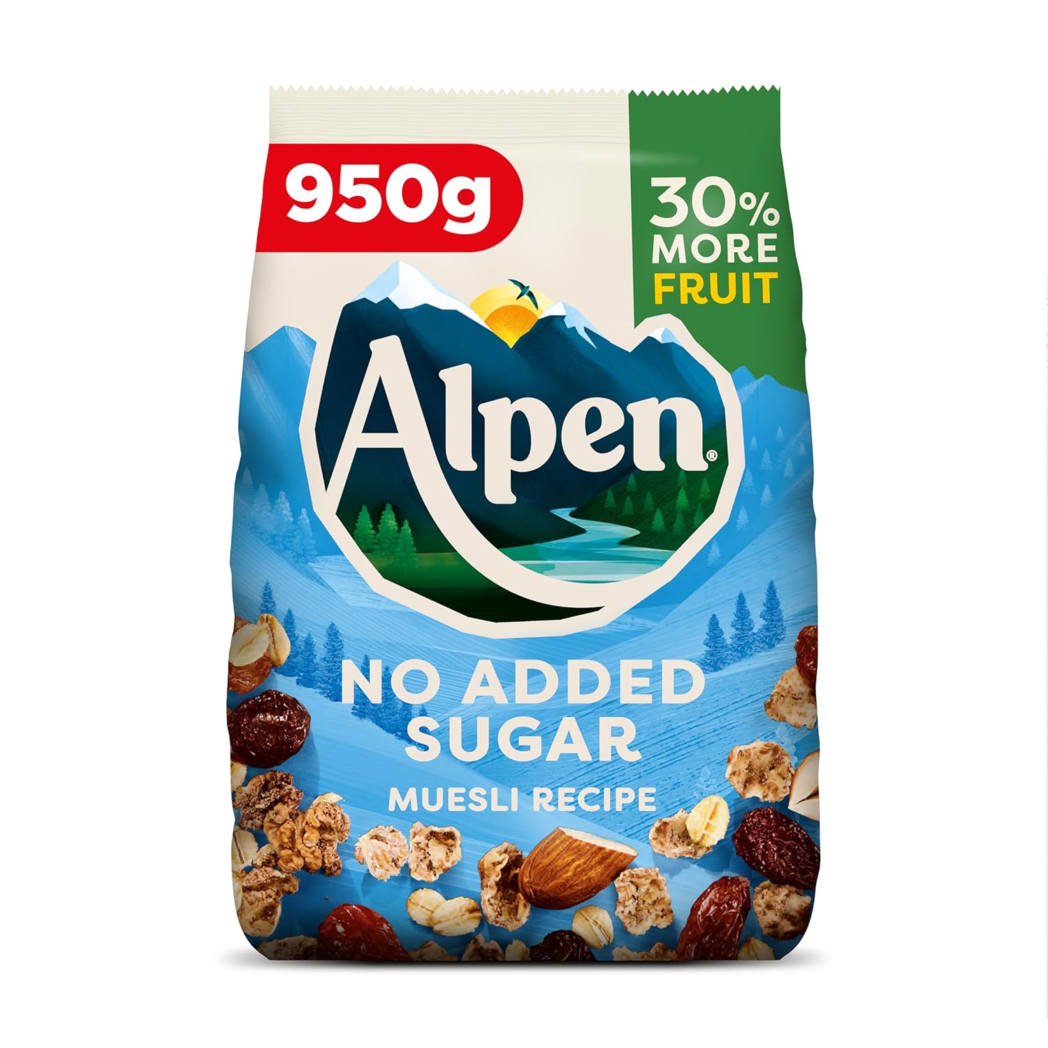 Alpen No Added Sugar Muesli, Breakfast, High in Fibre, Vegetarian, Low Sugar, 950g