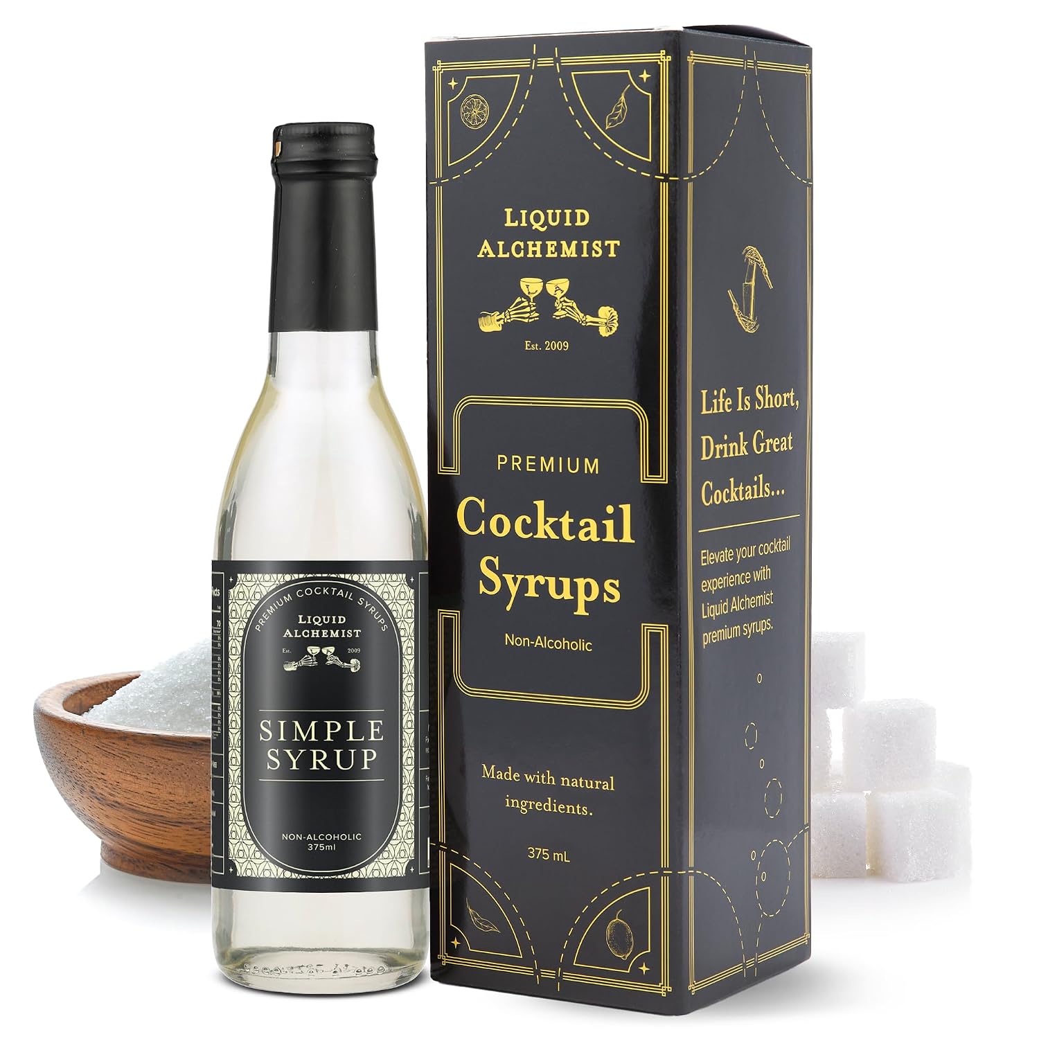 Liquid Alchemist Simple Syrup for Cocktails | Real Ingredients Make our Simple Sugar Syrup the Perfect Old Fashioned Mix | Small Batch, Non-GMO & Vegan | 12.7 oz Drink Mixer, Pack of 1