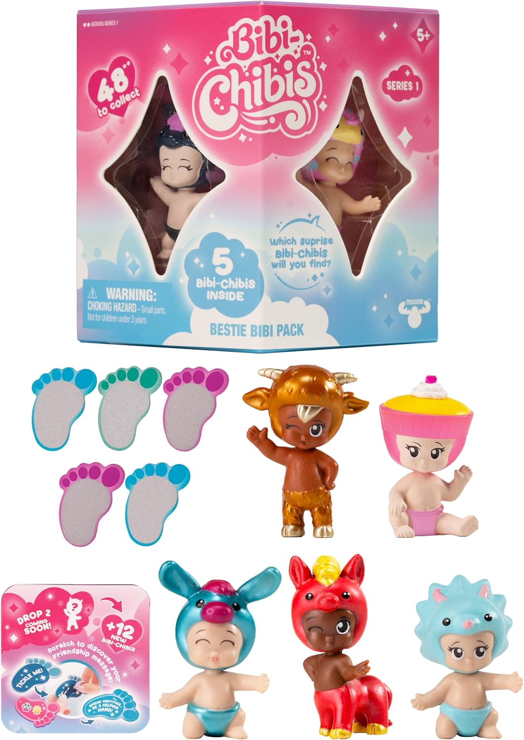 Bibi-Chibis Besties Pack, 5 Characters to Discover, Collectible Babies with Unique Costumers, Will You find The Limited Edition? 48 Bibi-Chibis to Collect