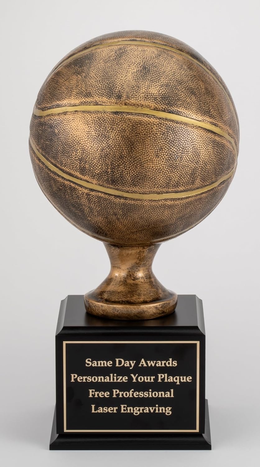 Premium Bronze Basketball Trophy with Perpetual Base - 16 Inches - Engraving Included