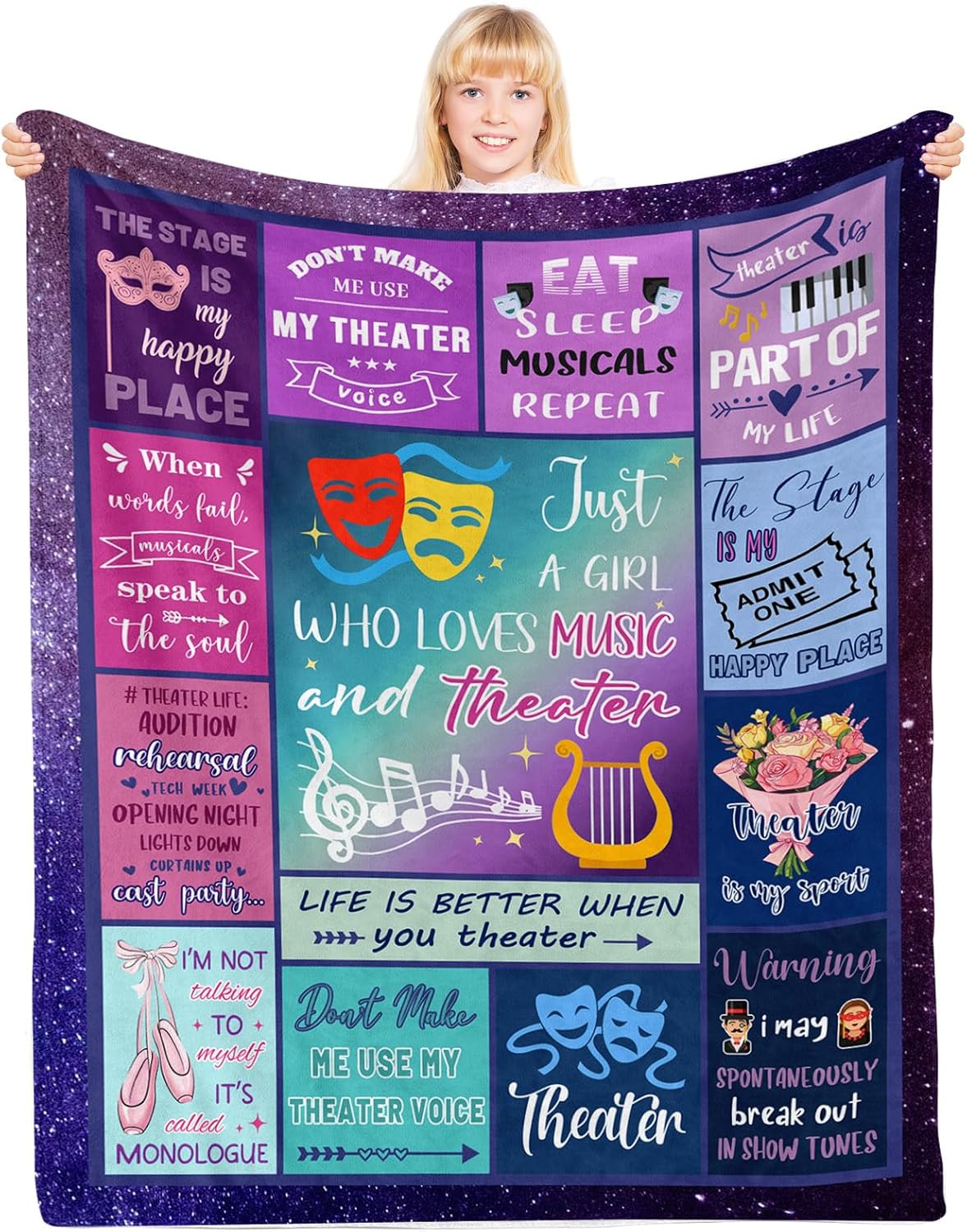 Theater Blanket Gifts for Women, for Girls, Musical Theater Present for Men, Birthday Gifts for Women, Warm Throw Blanket for Sofa, for Holiday, Birthday, Gifts for Chritsmas Thanksgiving 40x50in