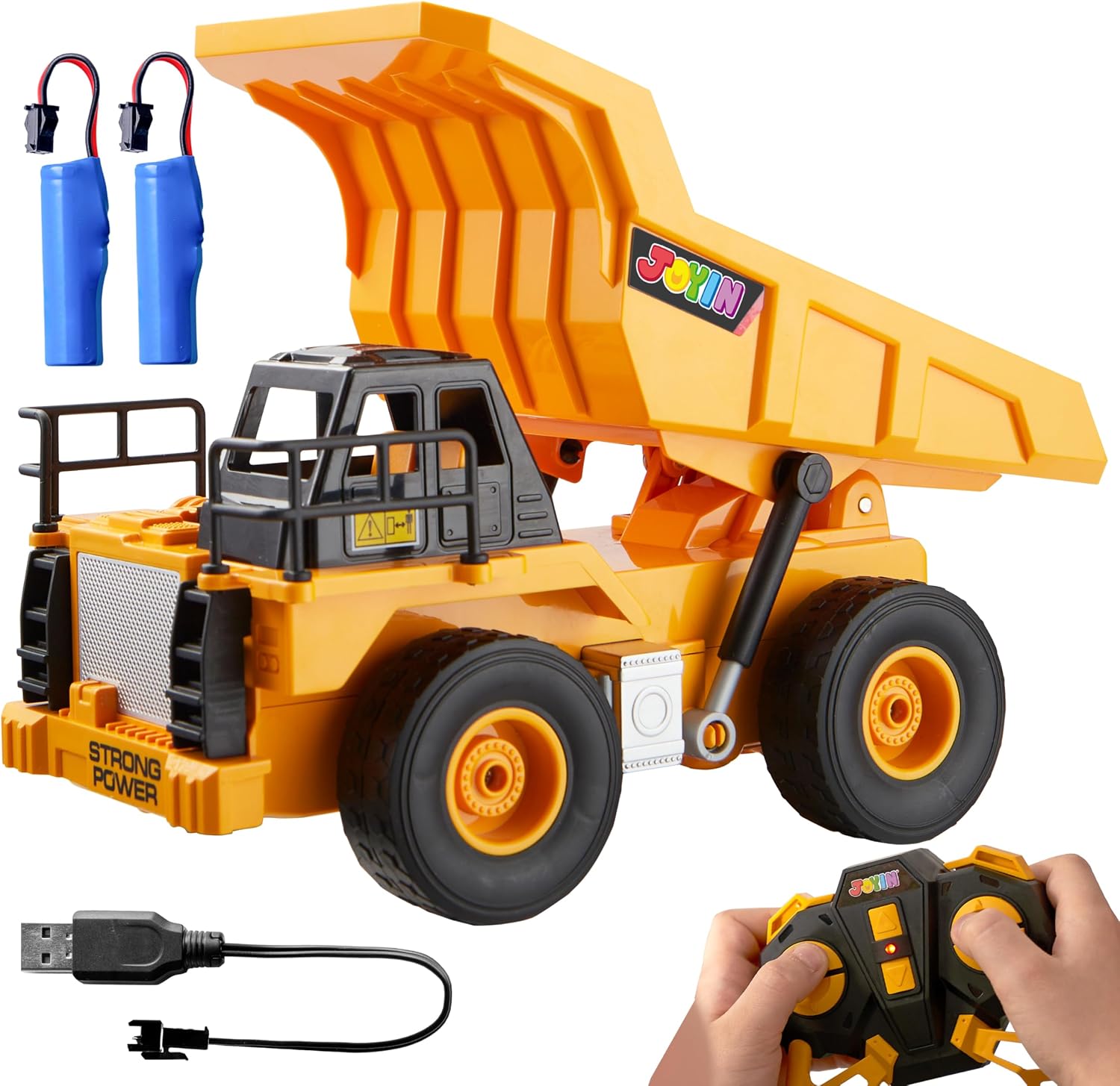 JOYIN Remote Control Dump Truck Toys, 2.4Ghz RC Tractor Toy with Light, Construction Vehicles Toys Car for Boys 3 4 5 6 7 8-12 Year Old, Christmas Birthday Gift Boy Age 3 4 5 6