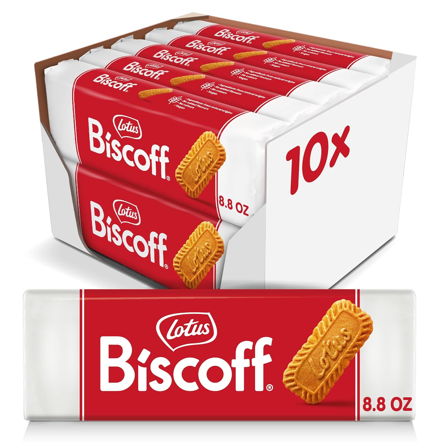Lotus Biscoff, Caramelized Biscuit Cookies, non GMO + Vegan - 8.8 Ounce (Pack of 10)