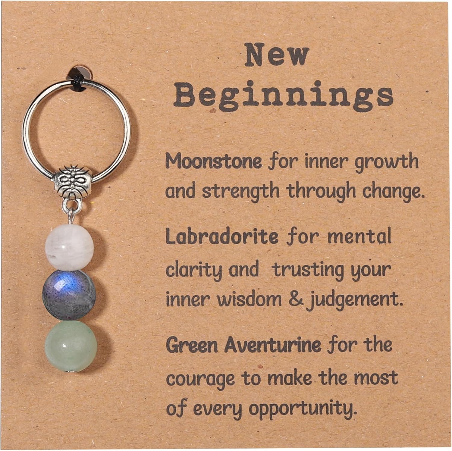 Natural Crystals Keychain Gift for New Beginnings, Small Healing Stones Keychain for Anxiety Relief. Healing Crystals