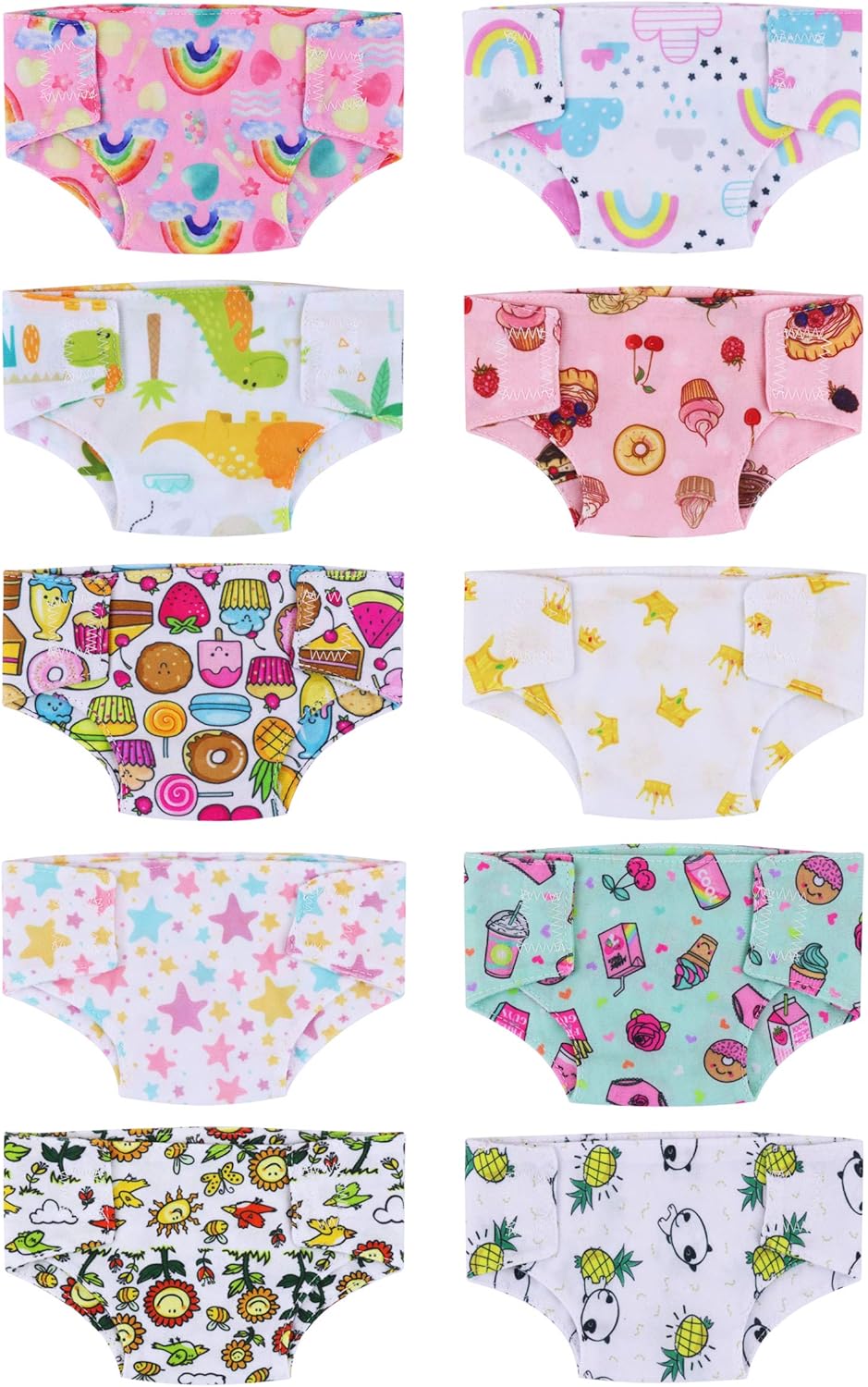 Zita Element 10 Pcs Baby Doll Diapers for 14-16 Inch Doll Underwear Clothes - 15 & 18 Inch Sizes - Gift