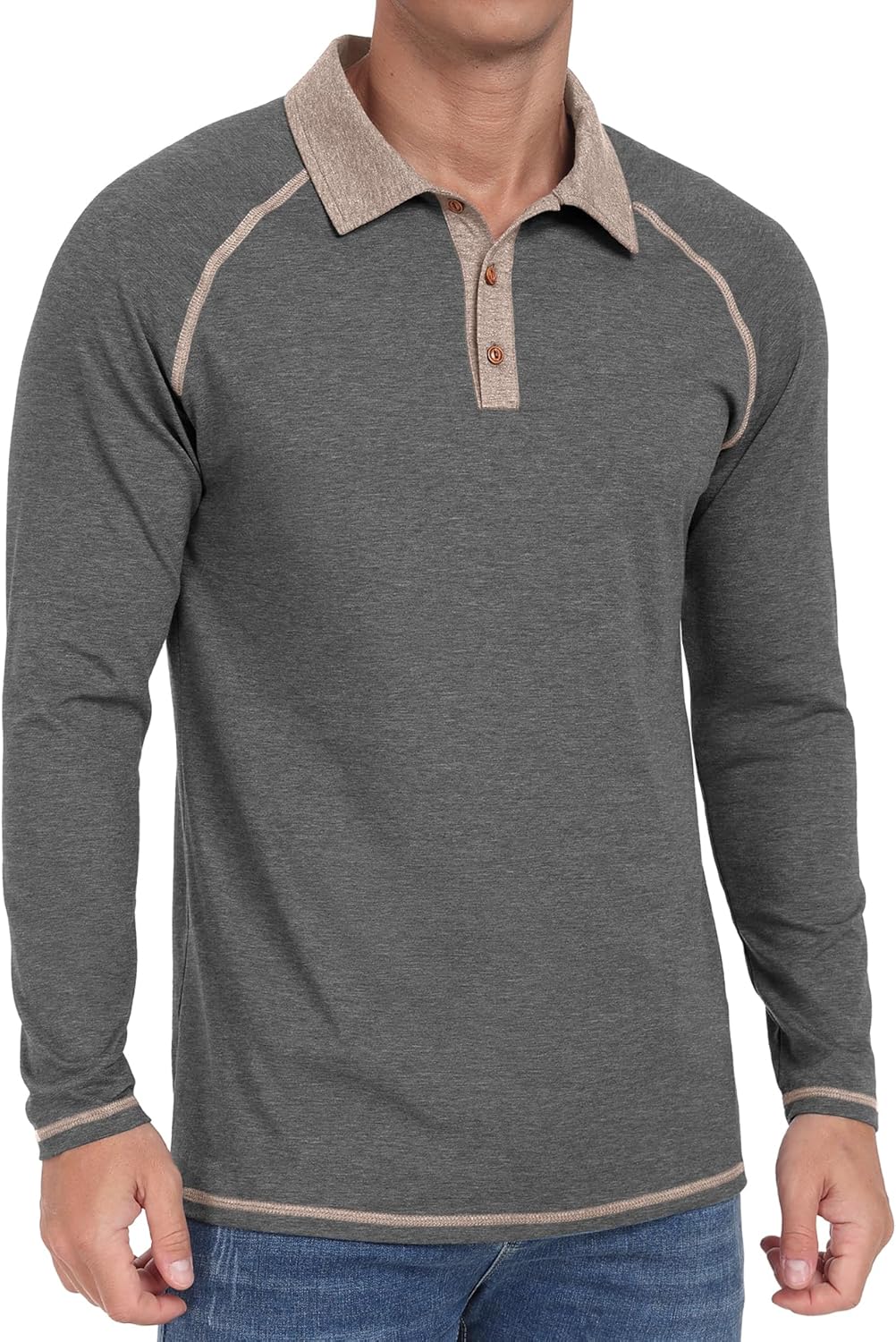 Sailwind Mens Long Sleeve Polo Shirts Cotton Fashion Casual Raglan Golf Shirts