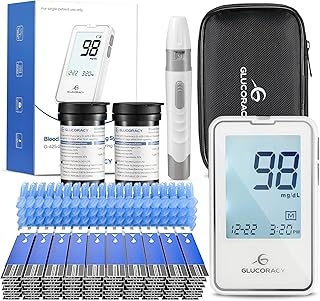 Blood Glucose Monitor Kit with 100 Blood Sugar Test Strips & Lancets, Glucometer, Lancing Device, Travel Case, Diabetic Home Testing Kit