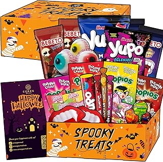 Halloween International Snack Candy Box 30 Pcs, Funny Weird Vampire Teeth Fangs Witch Fingers Eyebals and Unique Mystery Rare Foreign Candies Assortment For Families, Scary Weird Candies for Trick or Treat, Hallowen Variety Pack