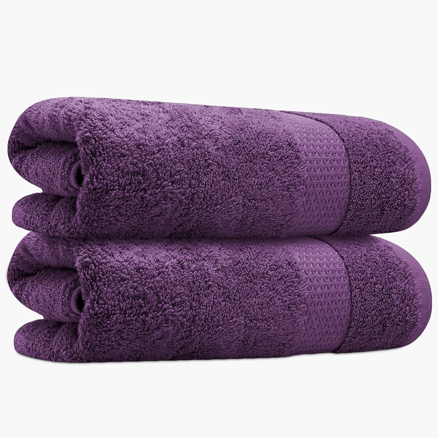 Towelogy® 2 Piece Set - Hand Towels for Bathroom 100% Egyptian Cotton Multipurpose Washcloths Ideal for Everyday Use Fade & Tear Resistant 50 x85cm | Machine Washable (Plum Purple, 2)