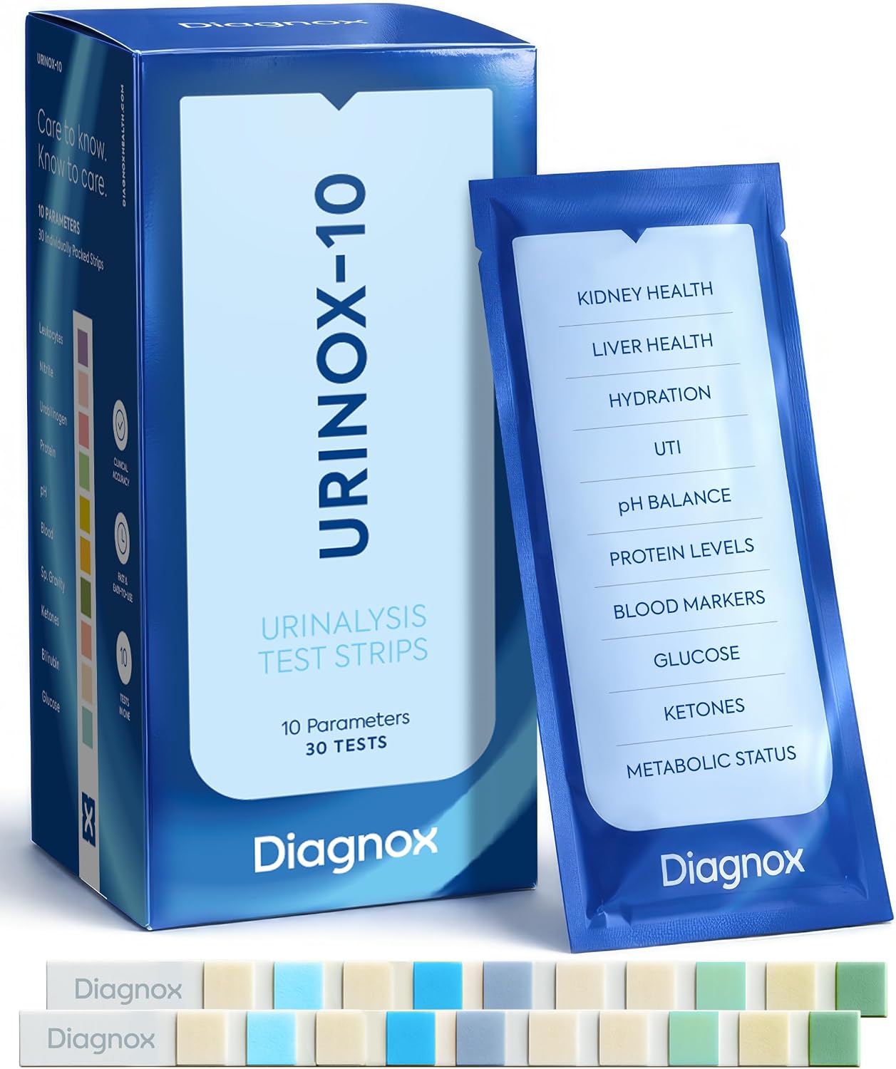 Diagnox Urinox-10 Urinalysis Strips, 10-Parameter Urine Test Strips, 30 Ct