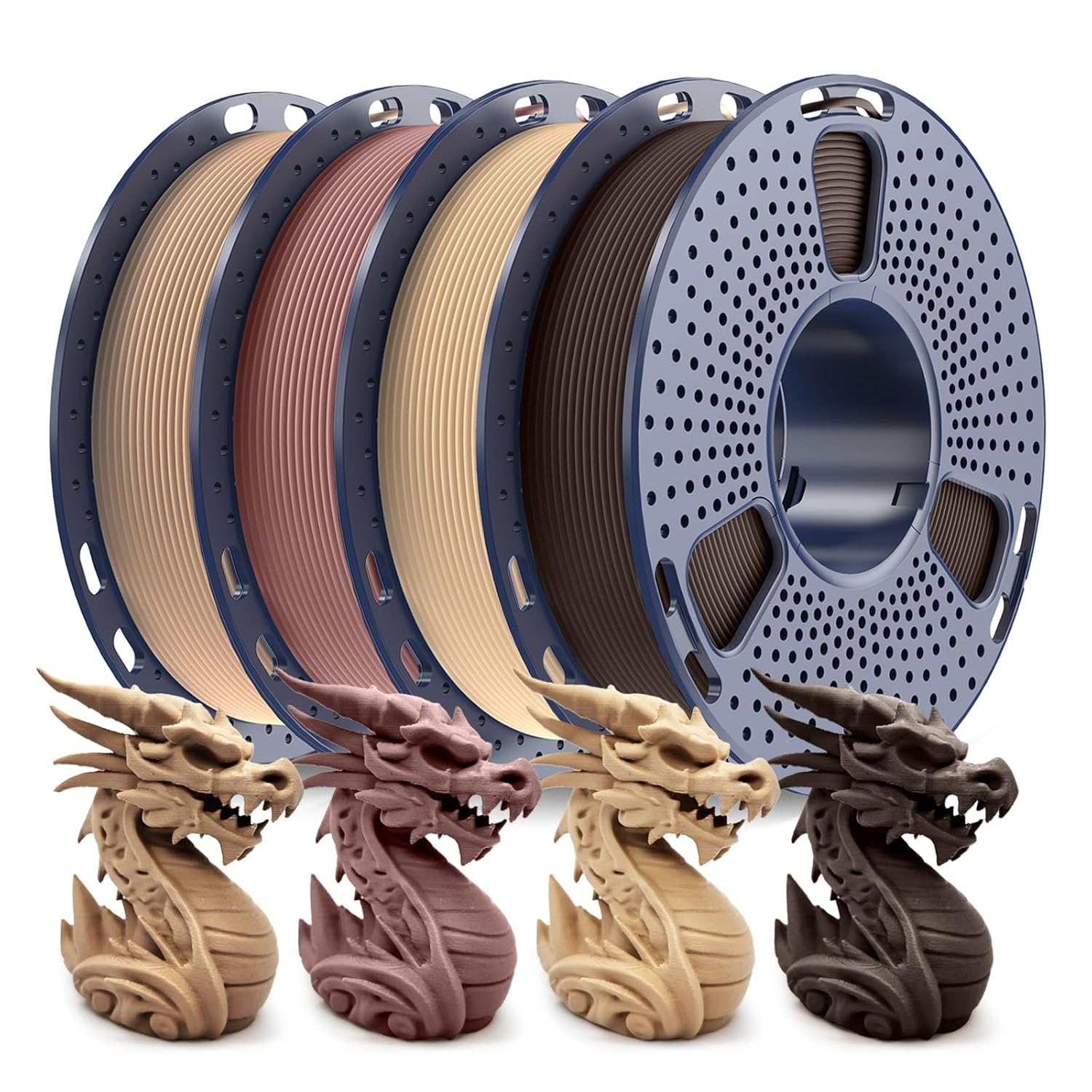 250g Wood PLA Filament 1.75mm Beginner Bundle, SUNLU 3D Printer Filament Neatly Wound, Individually Vacuum Packed, 250g Spool, 4 Rolls, Walnut+Logs+Cherry+Maple