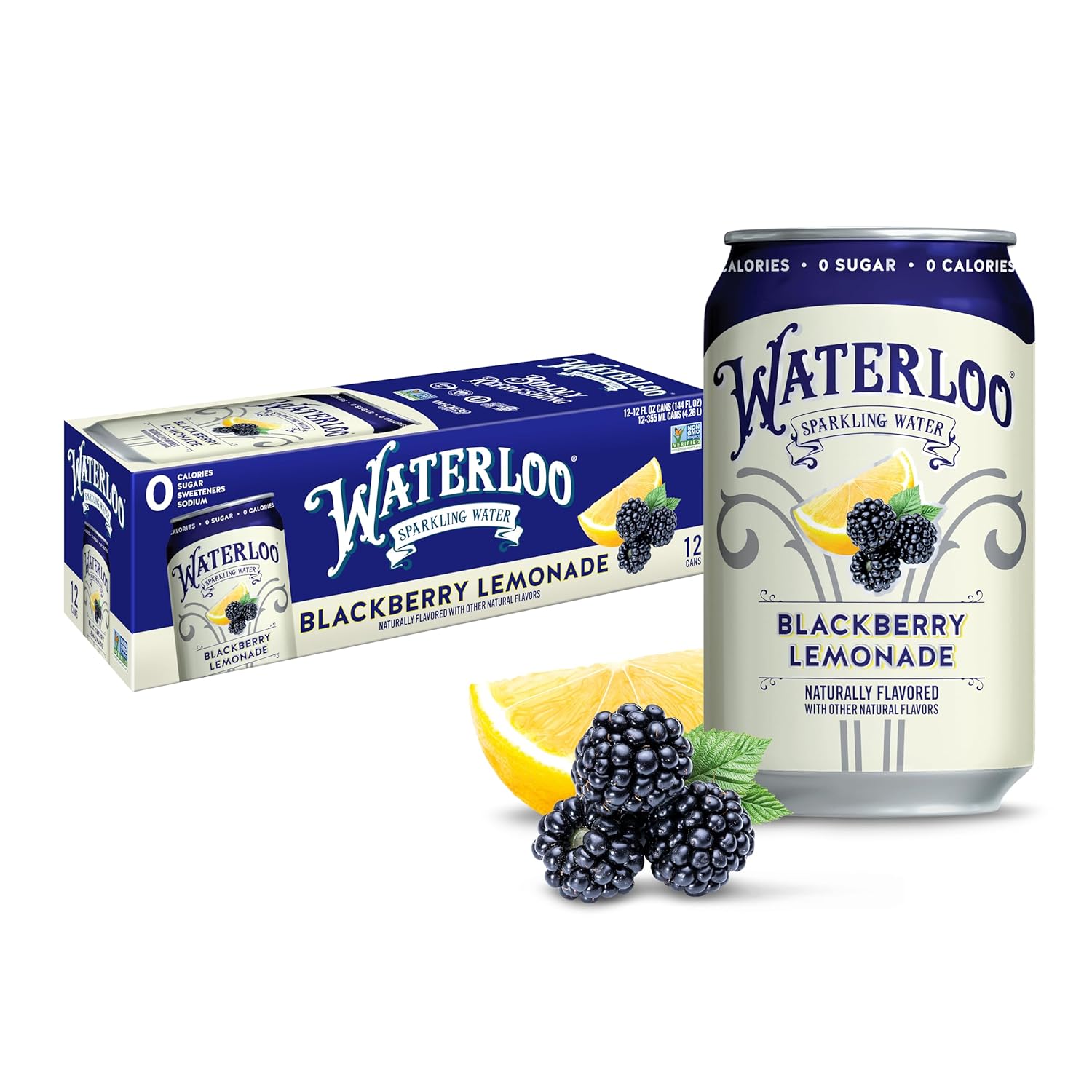 Waterloo Sparkling Water, Blackberry Lemonade Naturally Flavored, 12 Fl Oz Cans, Pack of 12 | Zero Calories | Zero Sugar or Artificial Sweeteners | Zero Sodium…
