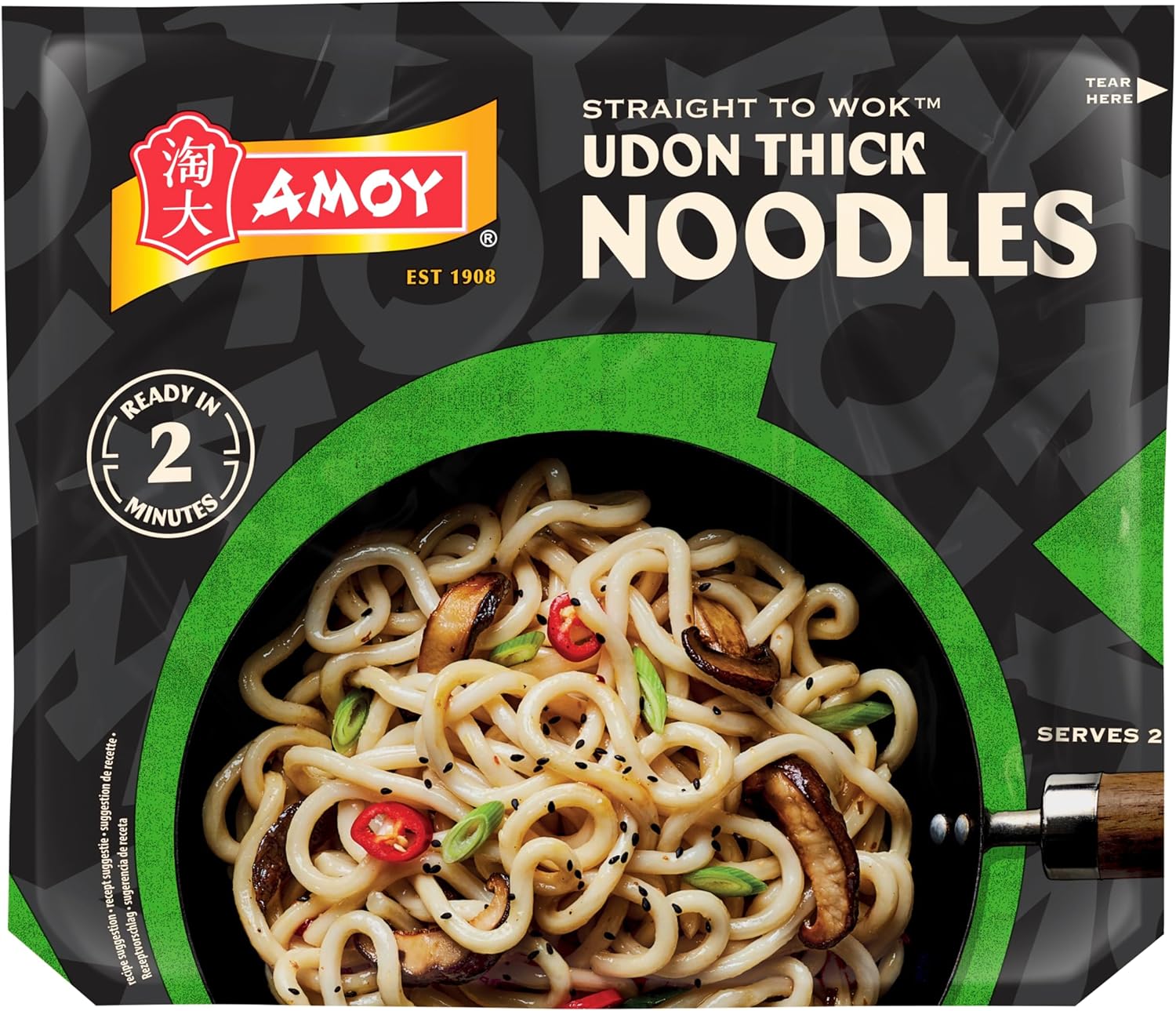 Amoy Straight To Wok Udon Thick Noodles, 2 x 150 g