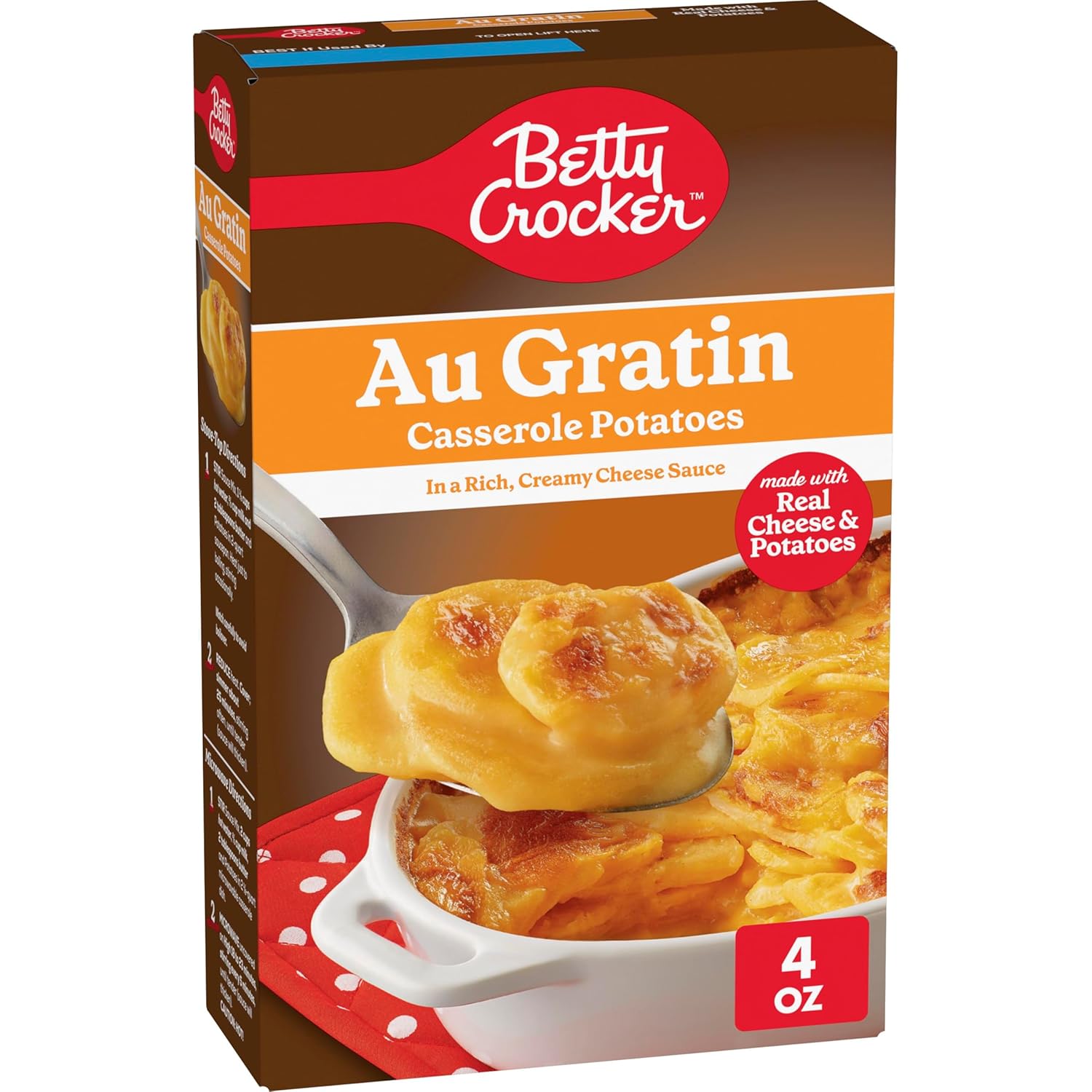 Betty Crocker Au Gratin Casserole Potatoes, Made with Real Cheese, 4 oz Box