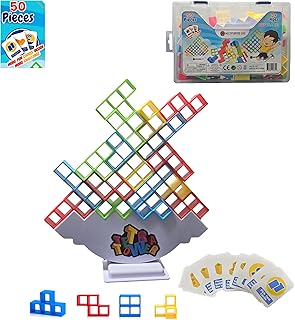 50 Pcs Board Games for Kids & Adults Tetra Tower Balance Stacking Toys Perfect for Family Games, Parties, Travel