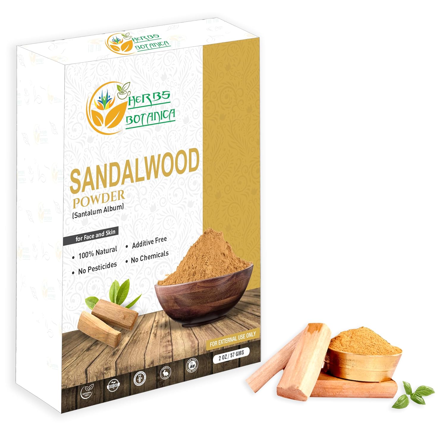 Chandan Sandalwood Powder Natural 2 oz For Skin, Face Pack, Face Mask, Worship Tilak, Auspicious Occasions 100% Natural, Soothing, Cleansing, Wrinkles