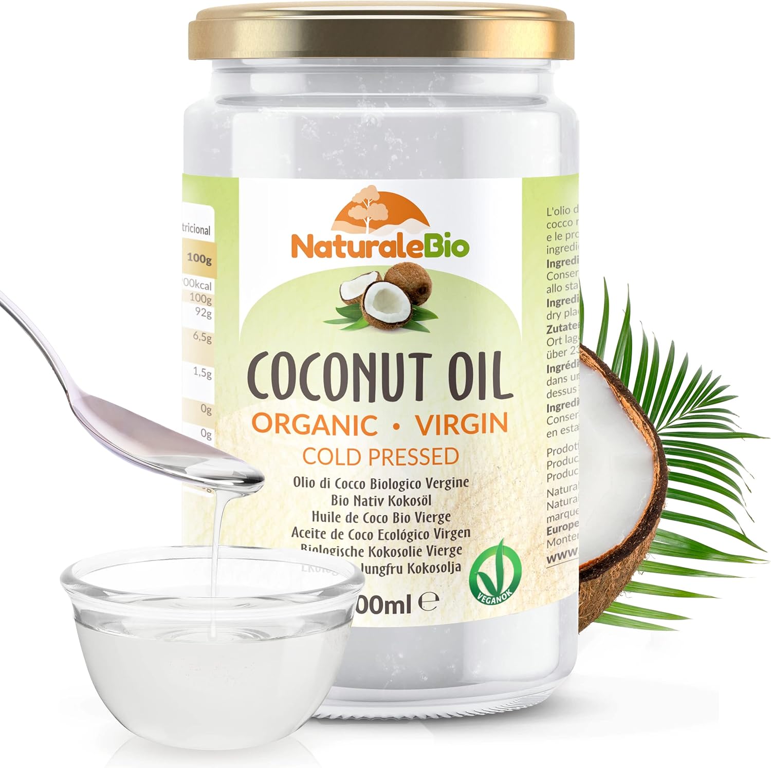 Organic Premium Coconut Oil 1 Litre. Raw Cold Pressed. Virgin Bio and Natural. Native Unrefined Organic (1000ml). Country of origin Sri Lanka. NaturaleBio