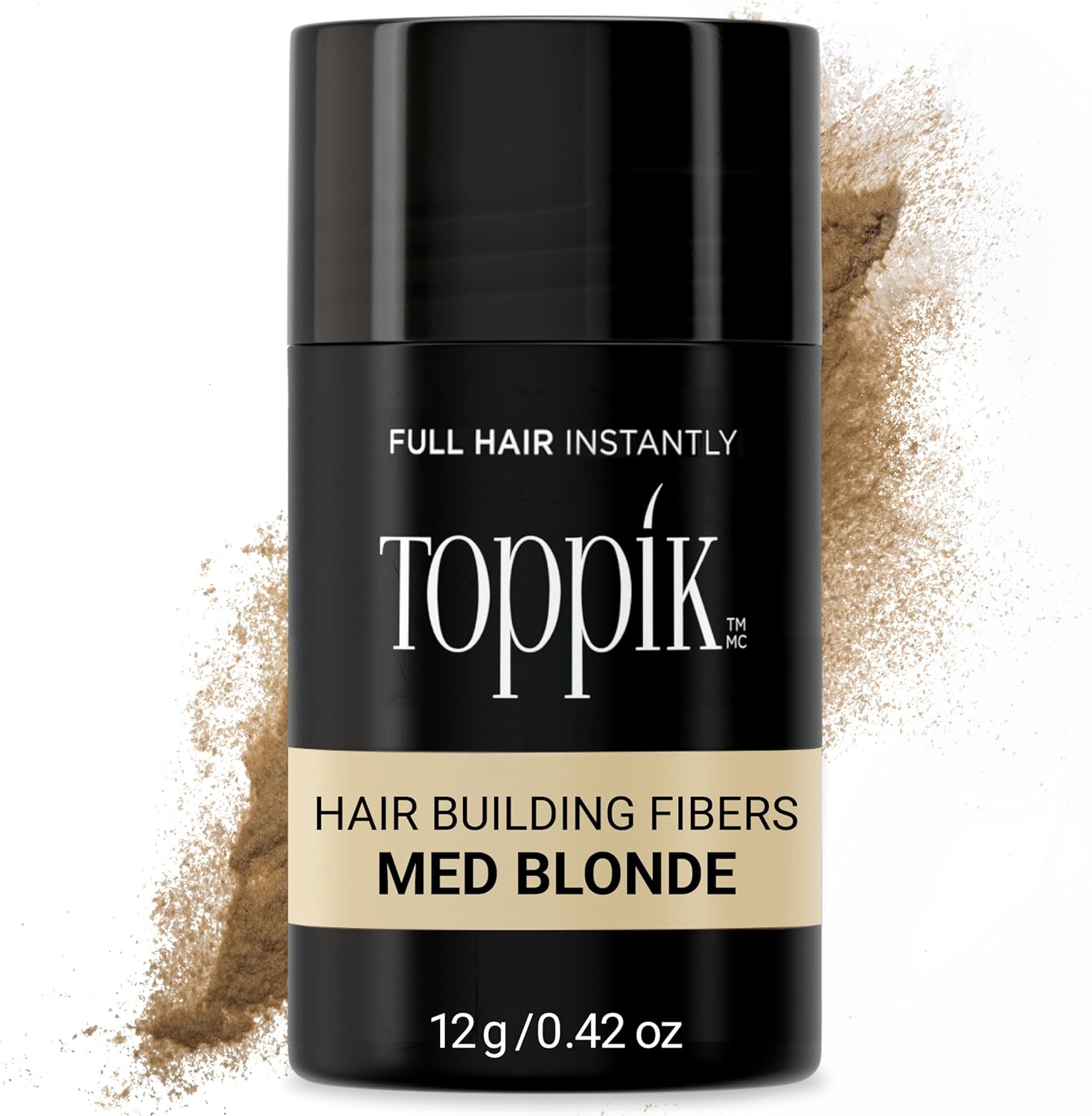 Toppik Hair Building Fibres Powder, for A Thicker-looking Hairline, Crown and Beard, Instant Thinning Concealer for Men and Women, Medium Brown, 12 g