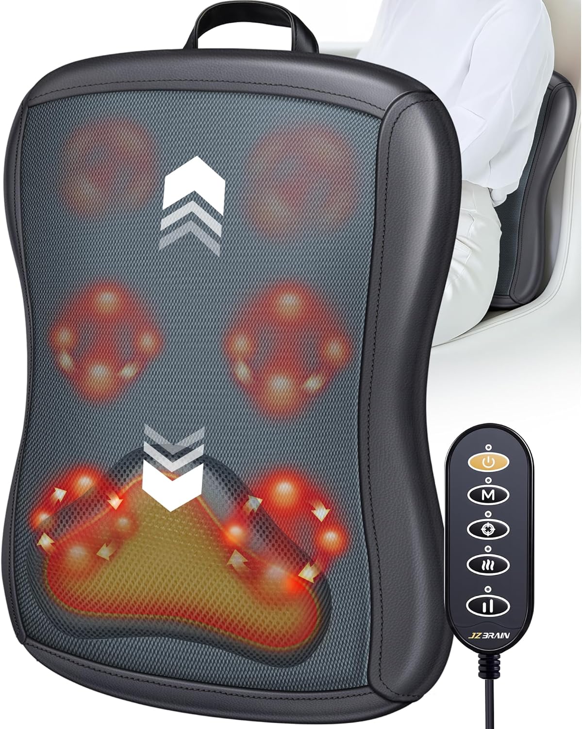 Shiatsu Back Massager with Heat : Up and Down Rolling Massage - Electric Back Massager for Pain Relief Deep Tissue - Heated Lower Back Massager for Office, Home, Car Use