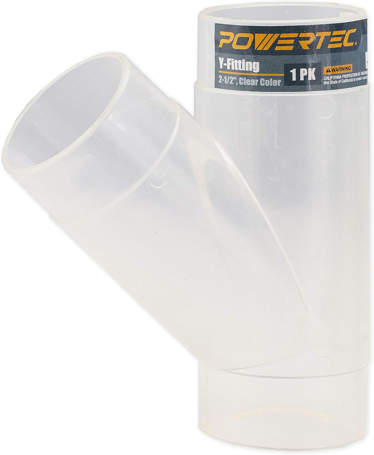 POWERTEC 2-1/2 Inch Clear Y Fitting for 2-1/2 Inch Dust Collection Hose, 2 1/2 Inch Dust Collection Hose Connector Fittings for Dust Collection System, 1 pack (70228)