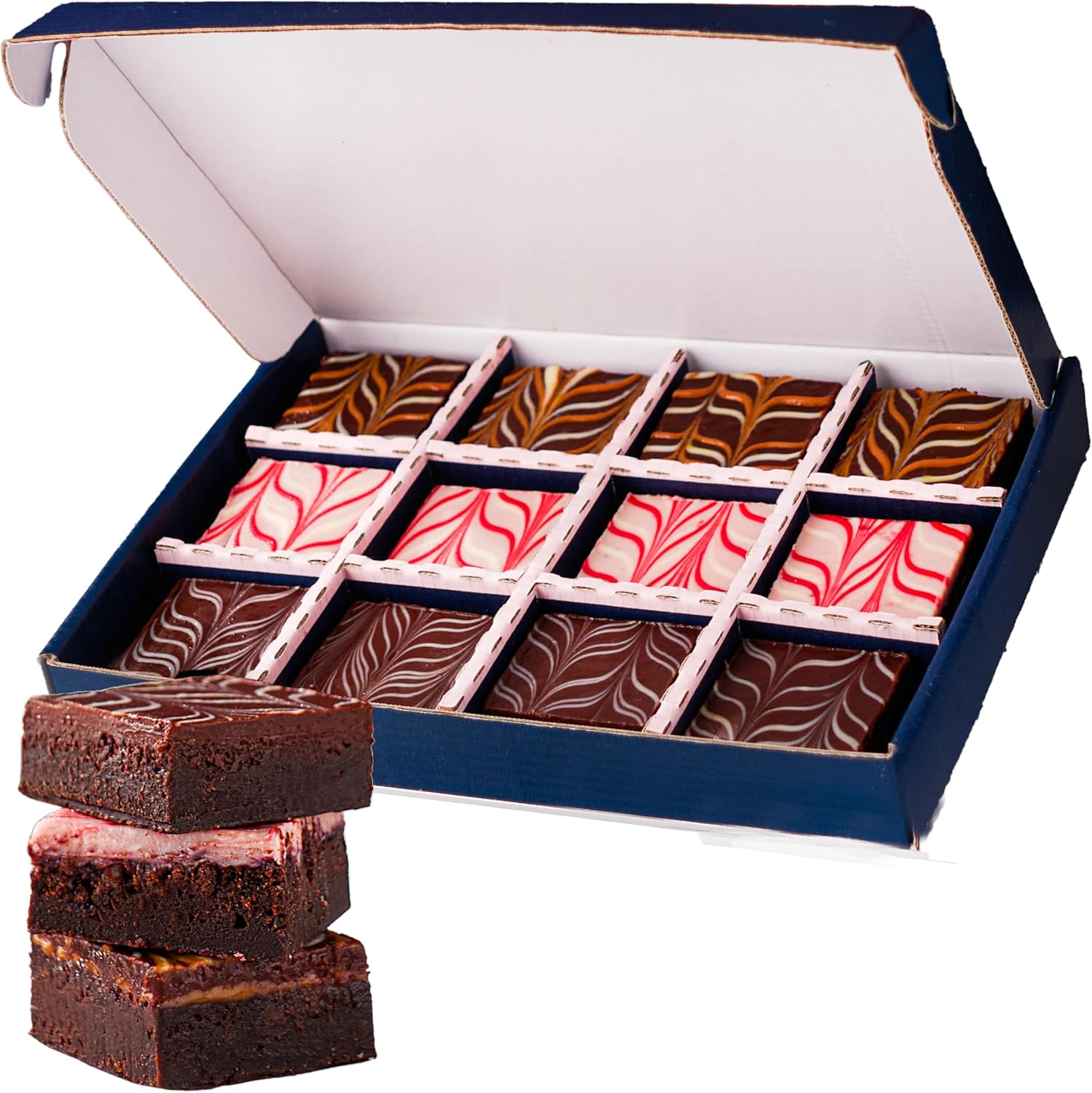 Patisserie Valerie Chocolate Fudge Brownies, 12 Pack - Double Chocolate, Cherry, Salted Caramel - Handmade in the UK - Birthday Gifts