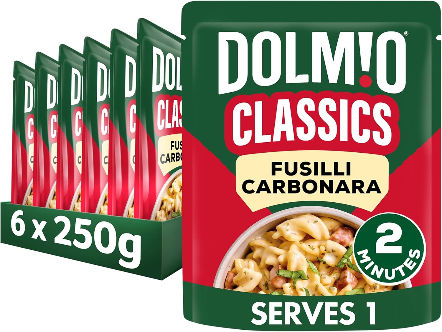 Dolmio Classics Fusilli Carbonara ready in 2 minutes Pasta Ready Meal serves 1 multipack 6x 250g
