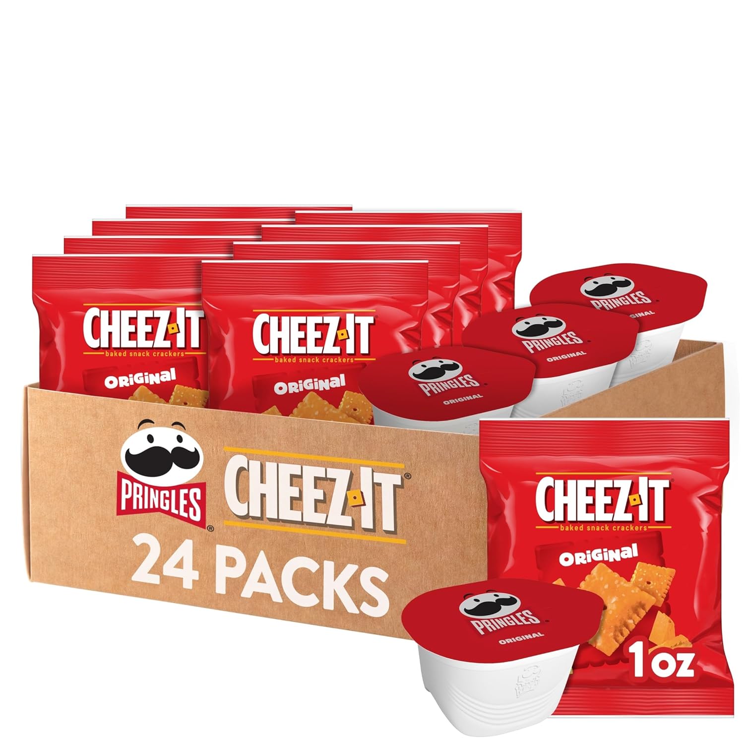 Cheez-It and Pringles Variety Pack, Lunch Snacks, Kids Snacks, Original Flavors (24 Packs)