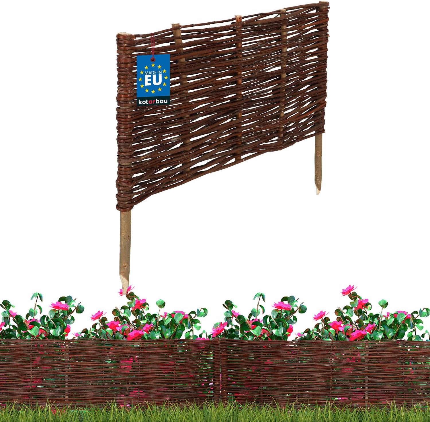 KOTARBAU® Lawn Edging - Garden Edging - Wicker Fence - 60 x 30 cm (23.62 x 11.81 inches) - Brown - Wooden Fencing - Decorative Fence for Flower and Herb