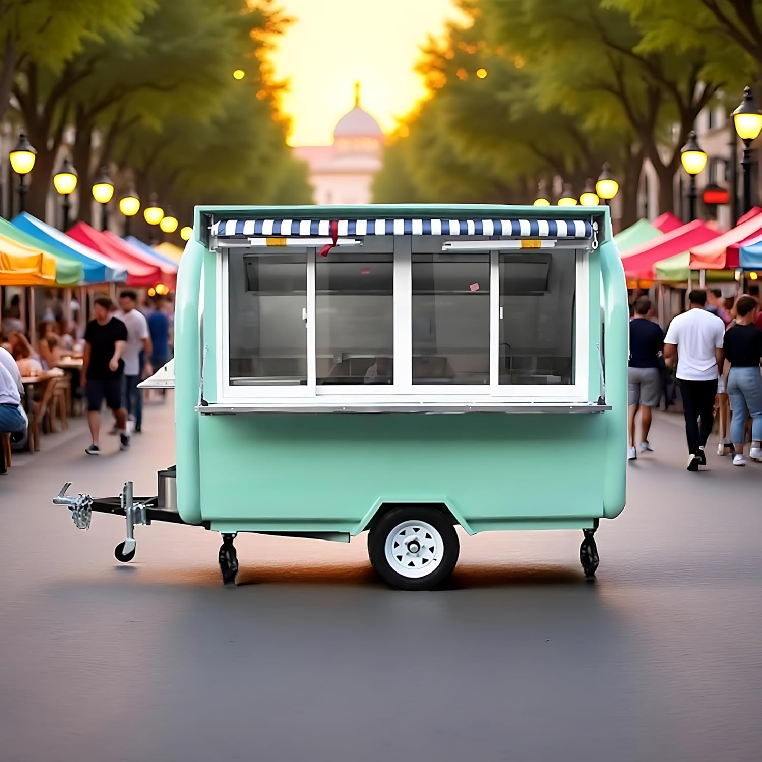 Street Selling Coffee Bar Trailer for Sale Mobile Food Truck iwth Full Kitchen Equipment Hot Dog Cart Small Concession Trailer Food Cart for Business