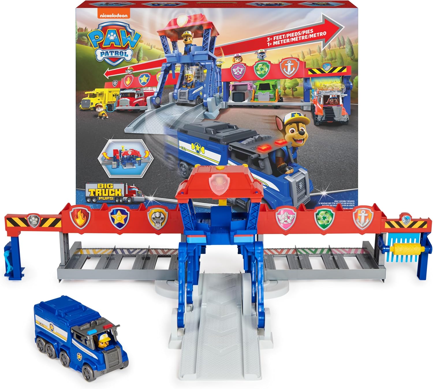 Paw Patrol Big Truck Pups, Truck Stop HQ, 3ft. Wide Transforming Playset, Action Figures, Toy Cars, Lights and Sounds, Kids Toys for Ages 3 and up