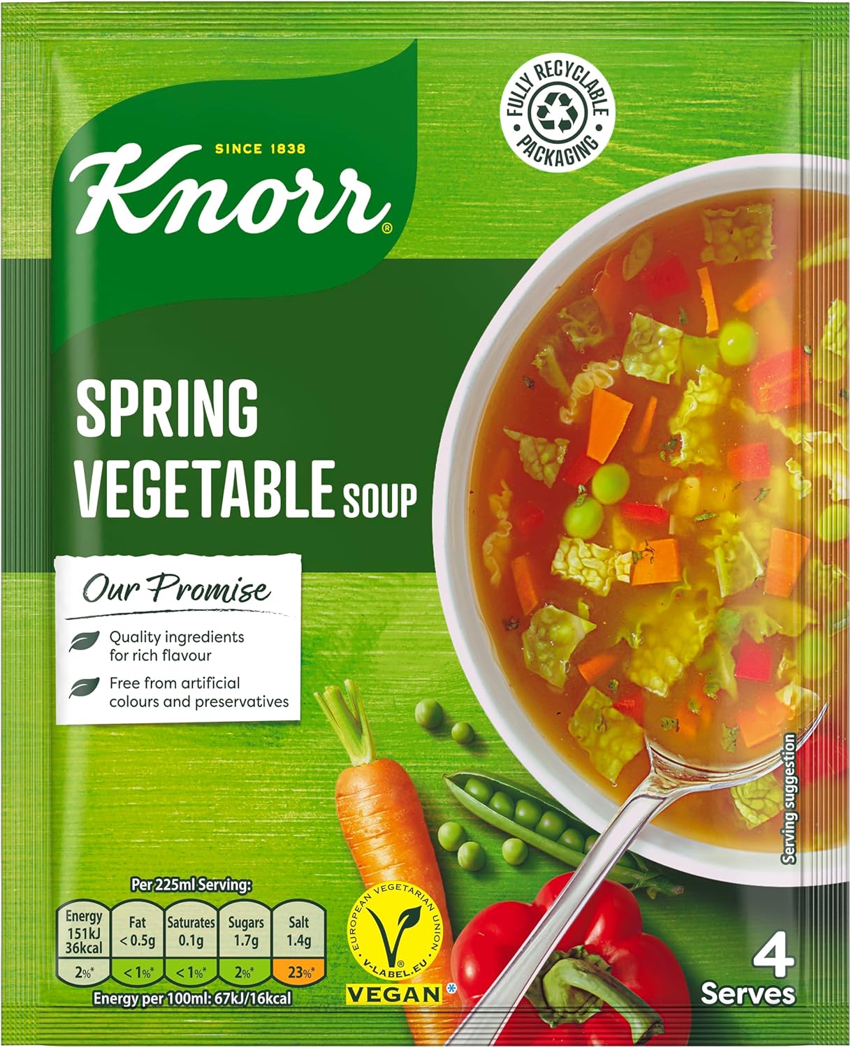 Knorr Florida Spring Vegetable Dry Packet Soup no artificial colours or preservatives soup mix suitable for vegans and vegetarians 48 g (Packaging may vary)