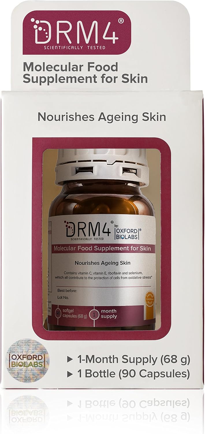 DRM4 Supplement for Skin - Protection Against Premature Ageing - Maintaining Healthy Skin - with Chia Seed Oil & Biotin & Niacin - 1 Month Supply