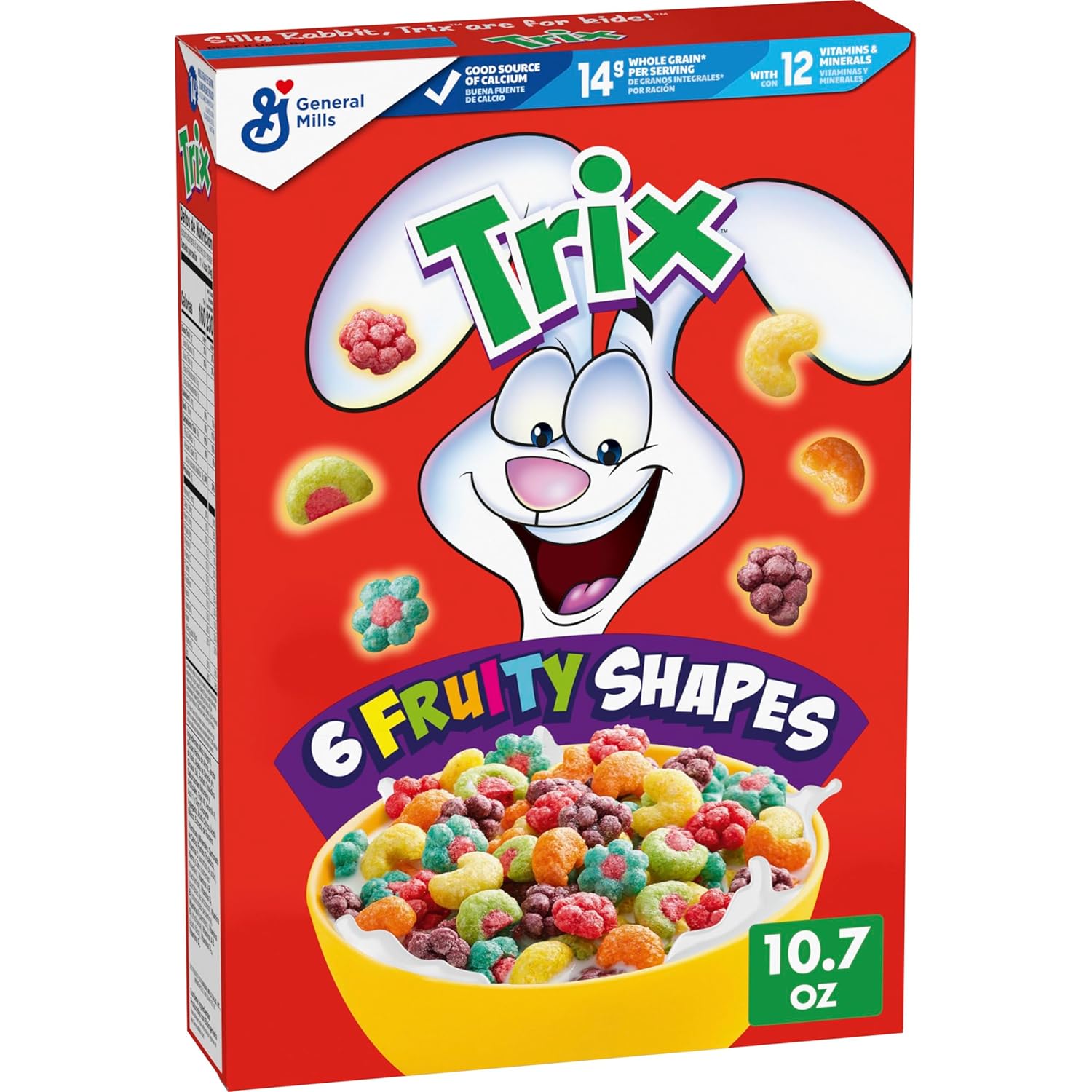 Trix Breakfast Cereal, 6 Fruity Shapes, Made with Whole Grain, 10.7 oz