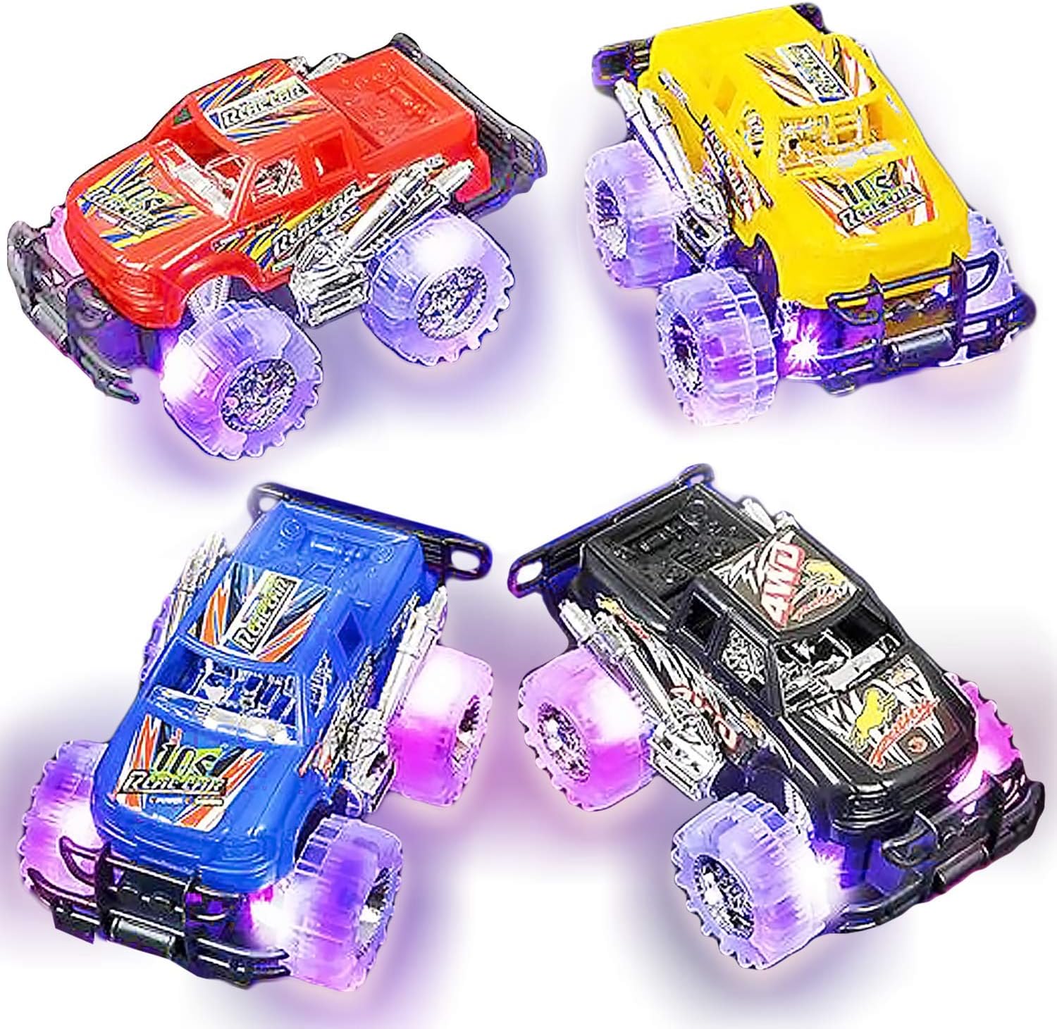 Light-Up Monster Truck Toys (2-Pack) – Push-&-Go Cars with Glowing Wheels – Birthday Gift for Toddlers, Boys & Girls Ages 3+ – Durable Friction-Powered Trucks – Batteries Included