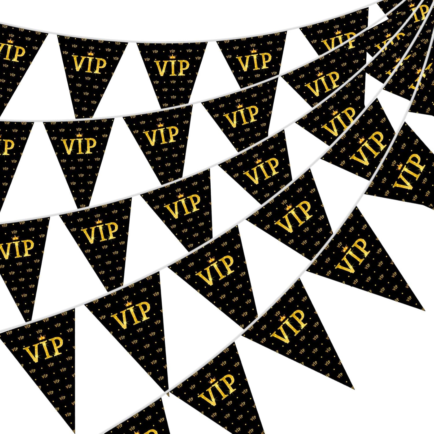 Faccito 5 Pieces 49 ft VIP Pennant Banners Movie Night Decorations VIP Party Triangle Banner Flags Movie Night Bunting for Red Carpet 1920s Theme Party Supplies