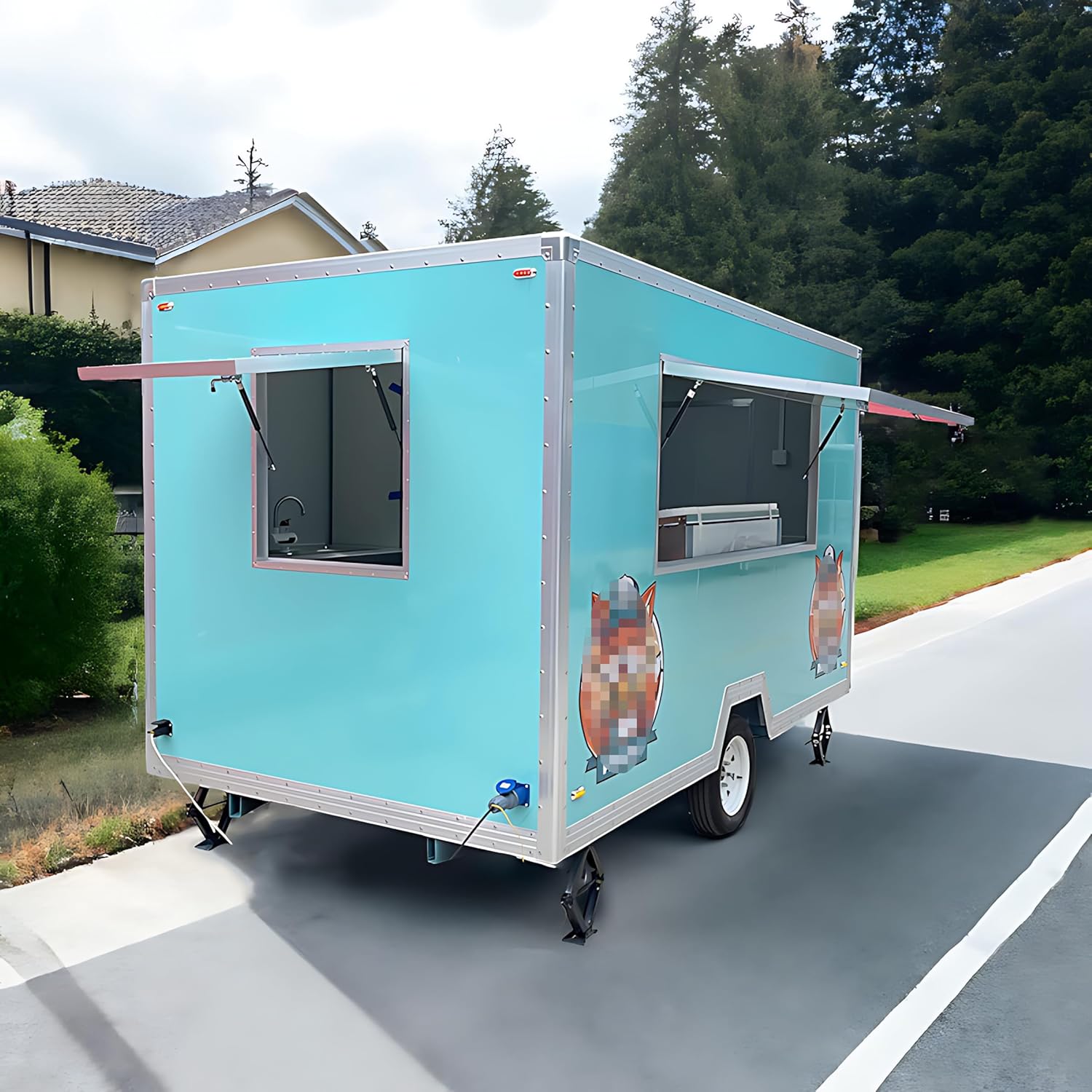 BELYOO Food Trailer Concession Food Trailers for Sale Food Vending Cart Food Truck Trailer with Full Equipment Ice Cream Cart for Commercial Use