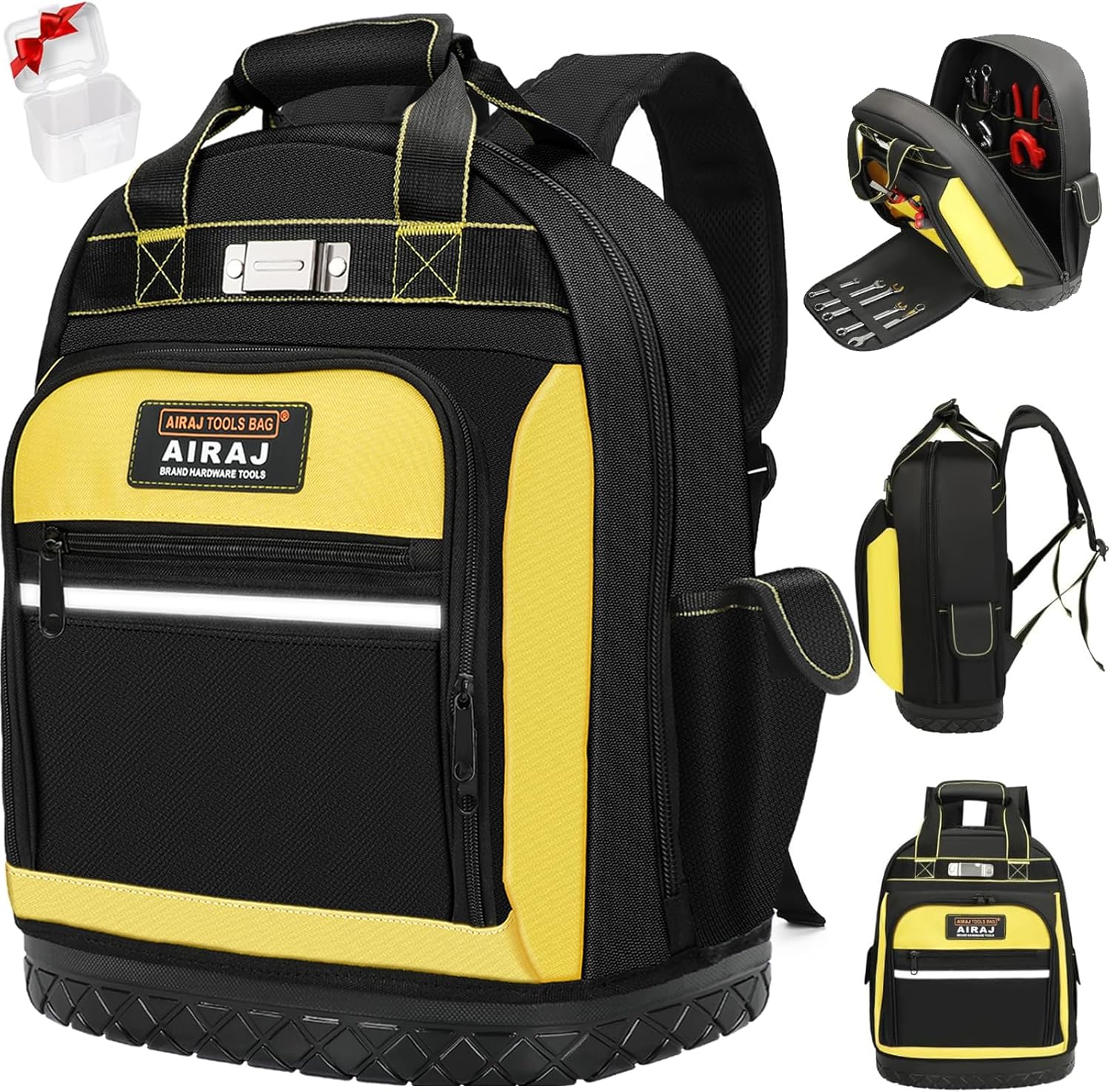 AIRAJ 43 x 38 x 20 cm Tool Backpack,Heavy Duty Tool Backpack with ABS Rubber Base,Easy to Carry (Backpack/Handbags) Tool Backpacks Suitable for Electrician, Plumber, Maintenance Worker