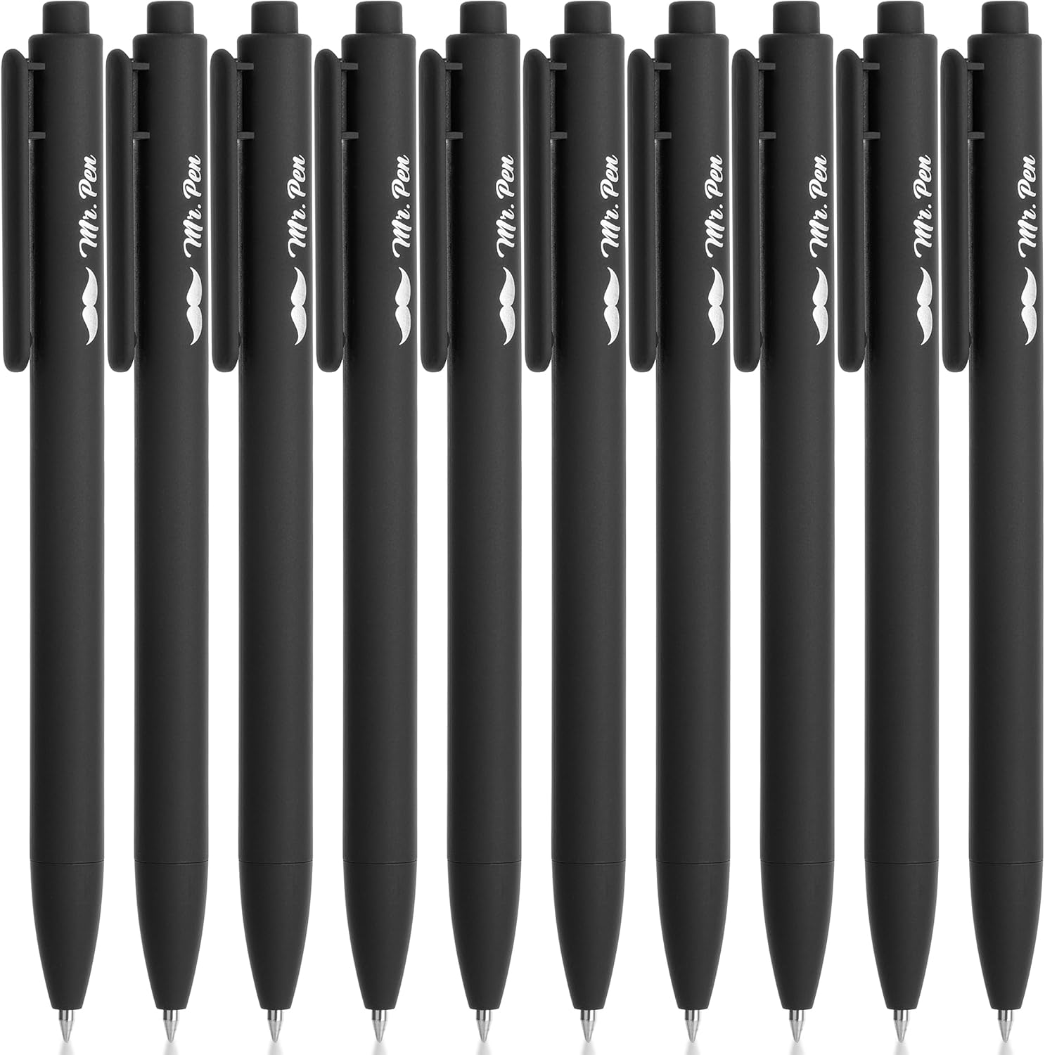 Mr. Pen- Retractable Gel Pens, 10 Pack, Black Ink Gel Pens, Black Barrels, Fast Dry, Gel Pens Fine Point 0.5 mm, Retractable Pens, Cute Pens, Gel Ink Pens, Aesthetic Pens for Journaling Fine Tip Pens