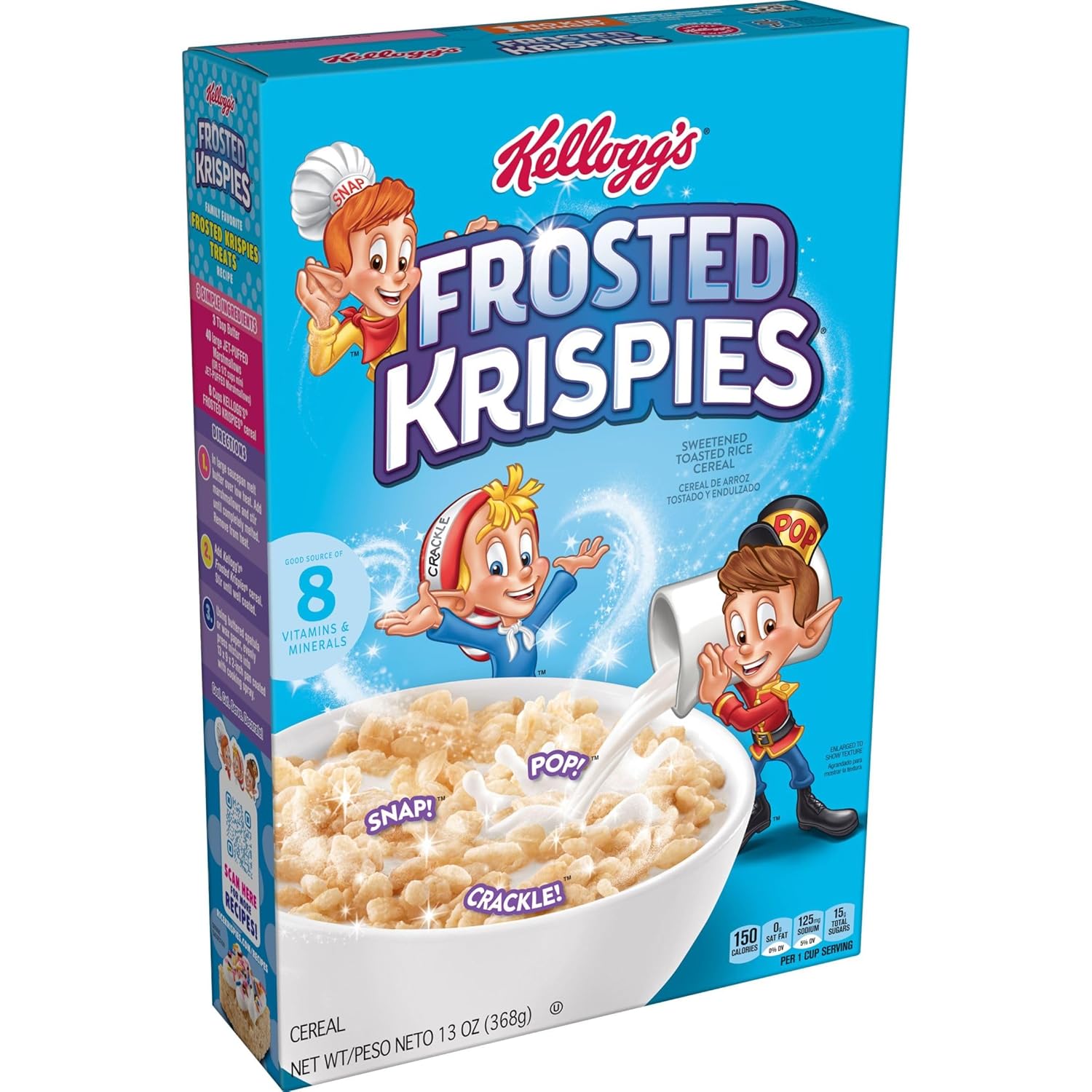 Rice Krispies Kellogg's Frosted Krispies Breakfast Cereal,Kids Snacks,Baking Marshmallow Treats,Original,13oz Box (1 Box)