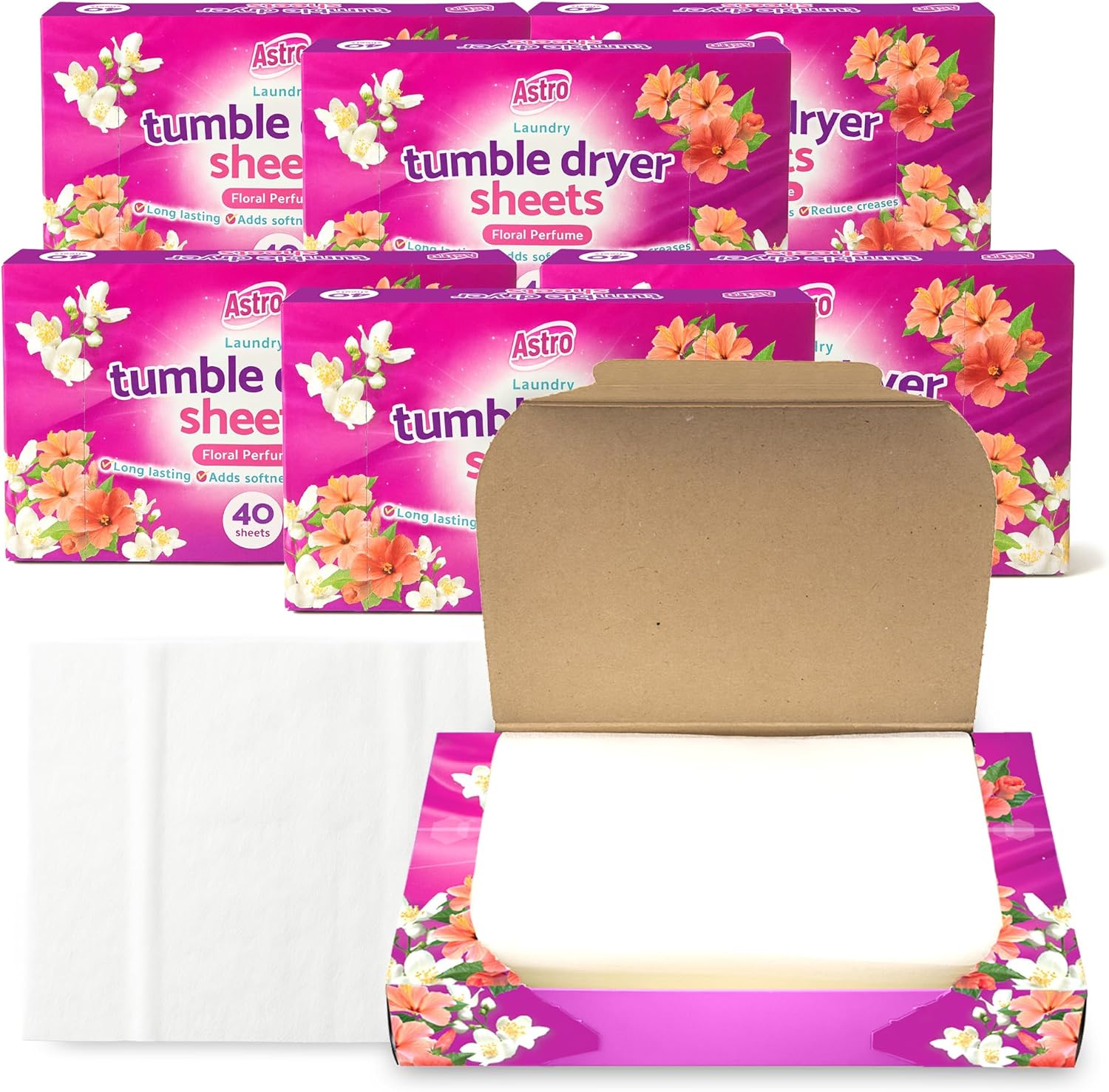 SOL 280pk Tumble Dryer Sheets, Floral Linen Scented, Fabric Softener and Scent Booster, Wrinkle-Free Laundry and Dry Cleaning Freshener, Anti-Static, Long-Lasting Fragrance for Clothing