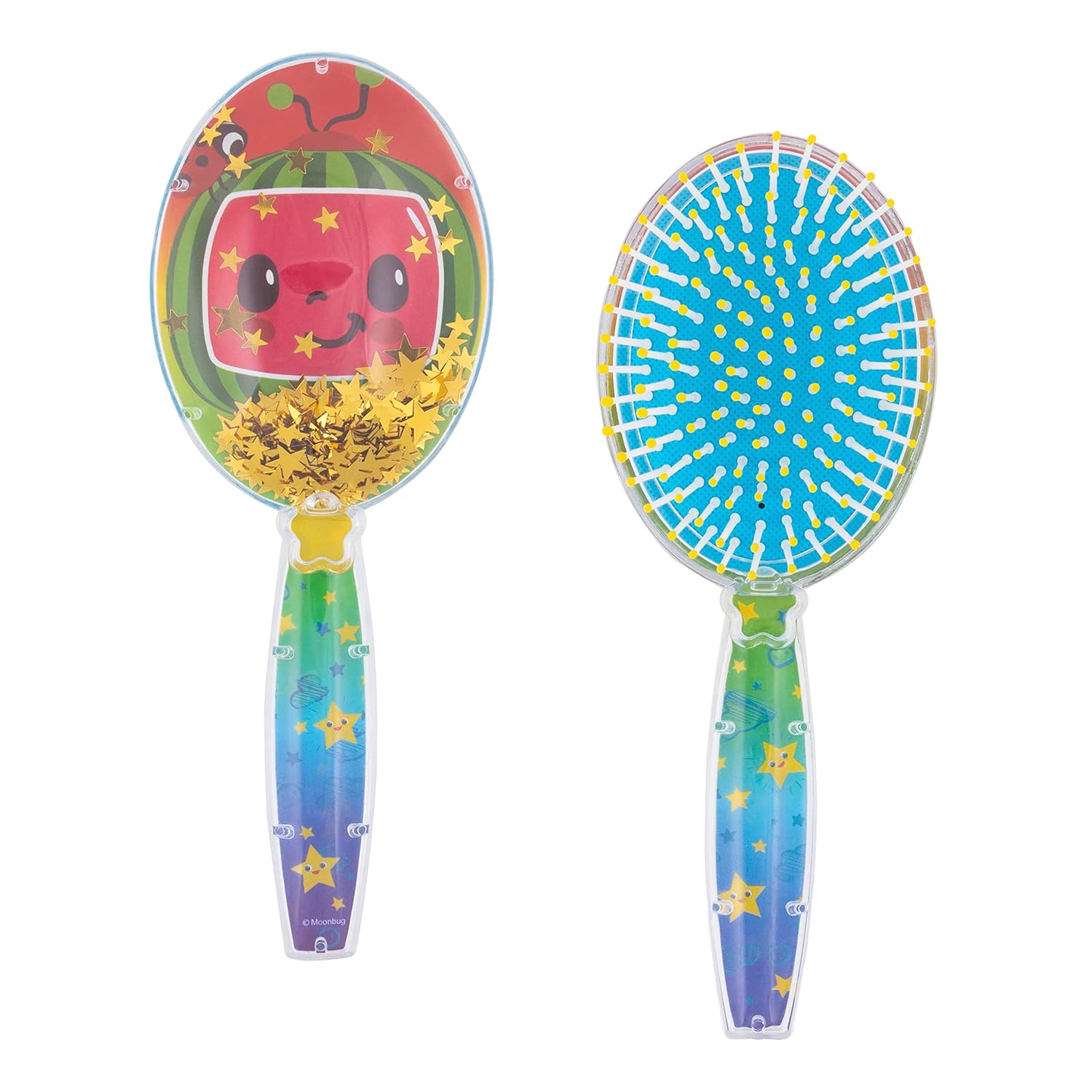 CoComelon Hair Brush with Magical Sparkling Stars Confetti HairBrush, Green - Kids Hair Brush Ages 3+