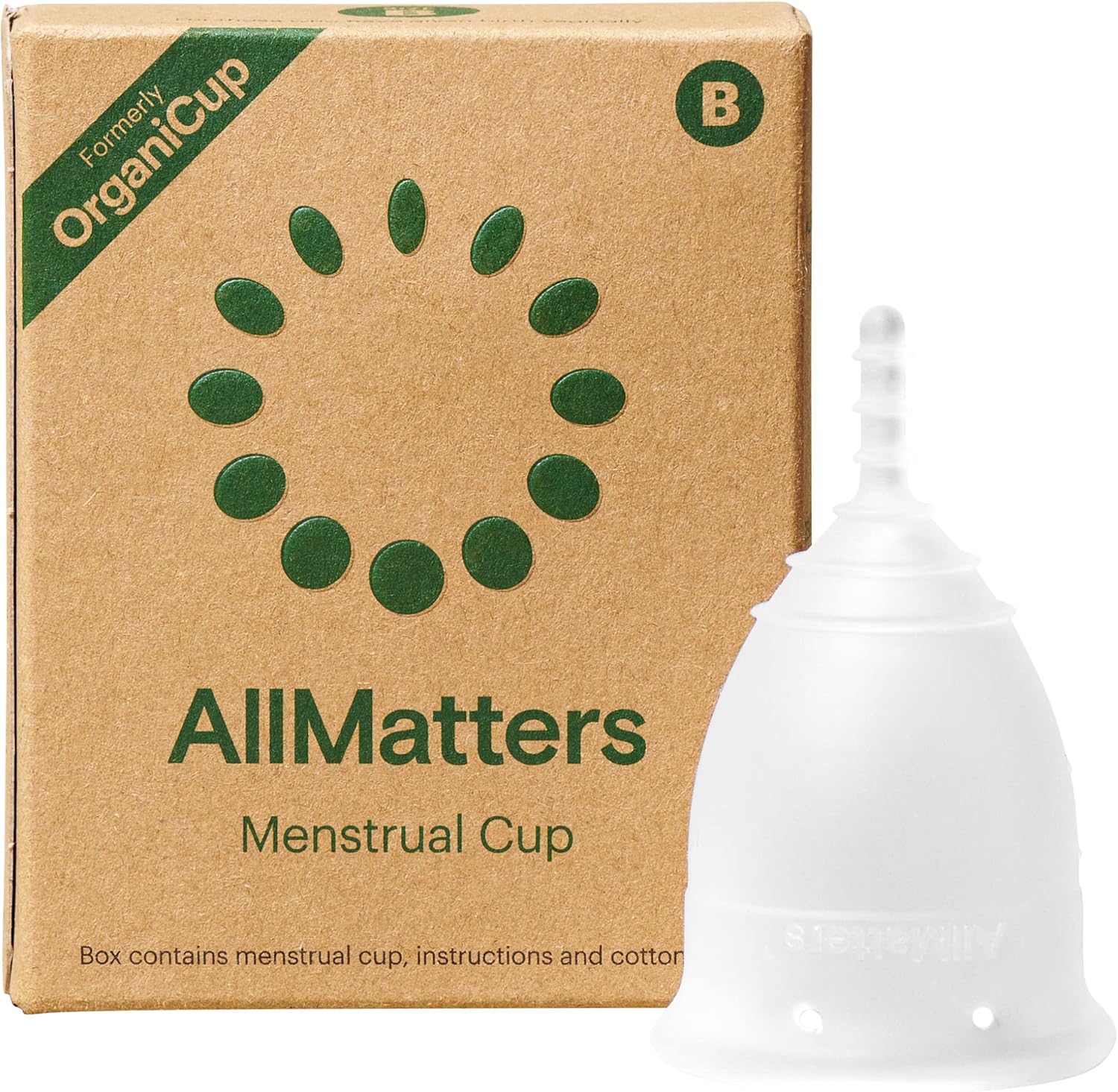 AllMatters Menstrual Cup (Formerly OrganiCup) Size B, for Those Who Have Given Birth Vaginally. Award Winning Period Cups