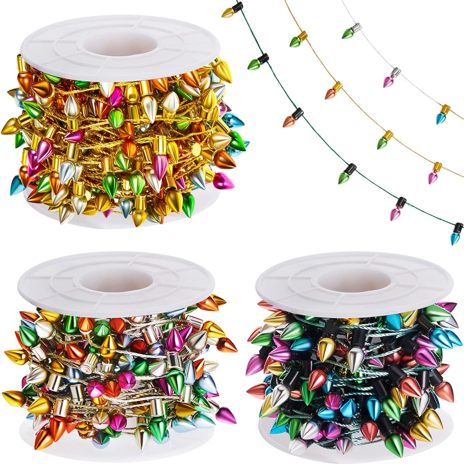 Tuanse 590 Inch Dollhouse Miniature String Lights for Craft 3 Rolls Fake String Fairy Lights Doll House Decorations Gifts for Christmas Valentine s Day Furniture Accessories(Multicolor)