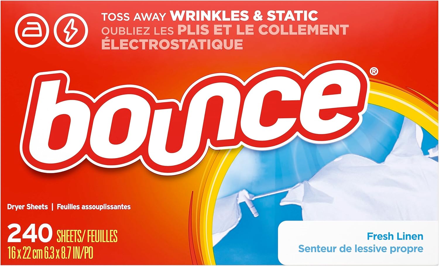 Bounce Fabric Softener Sheets, Fresh Linen Scent, 240 Count