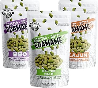 Far Field Crunchy Roasted Edamame Bean Snack - Assorted - 3 Bags (Variety 3 pack)