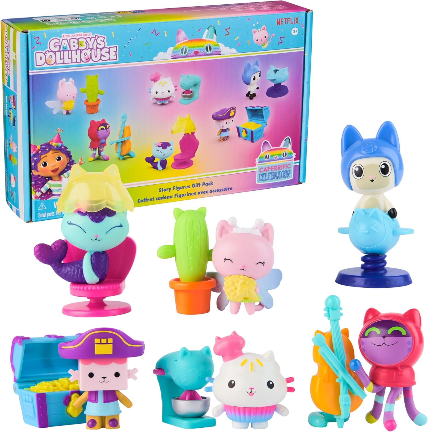 Gabby's Dollhouse, 12-Piece Story Figures Gift Pack, with 6 Toy Figures & 6 Dollhouse Accessories Set, Kids Toys for Girls & Boys Ages 3+