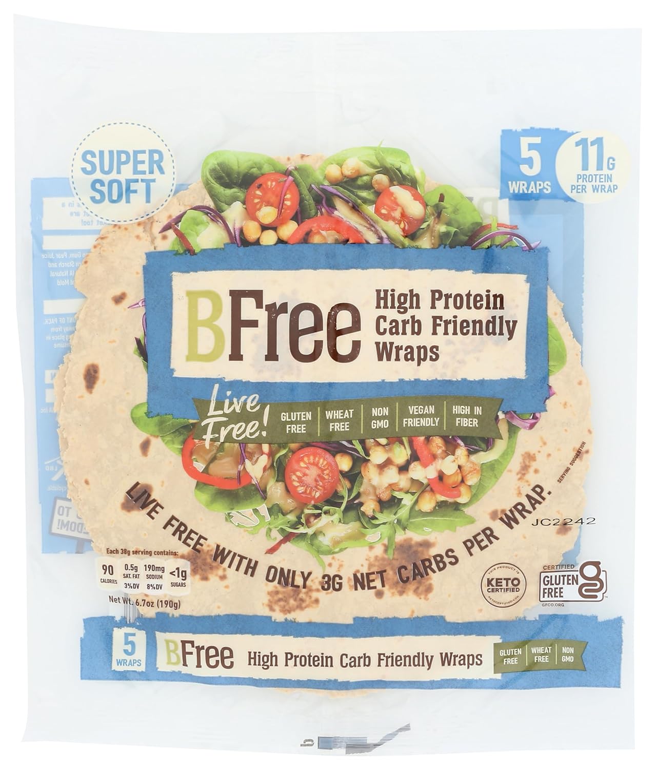 BFree High Protein Carb Savvy Tortillas, 7.41 OZ - 5 Tortillas (Pack of 1)